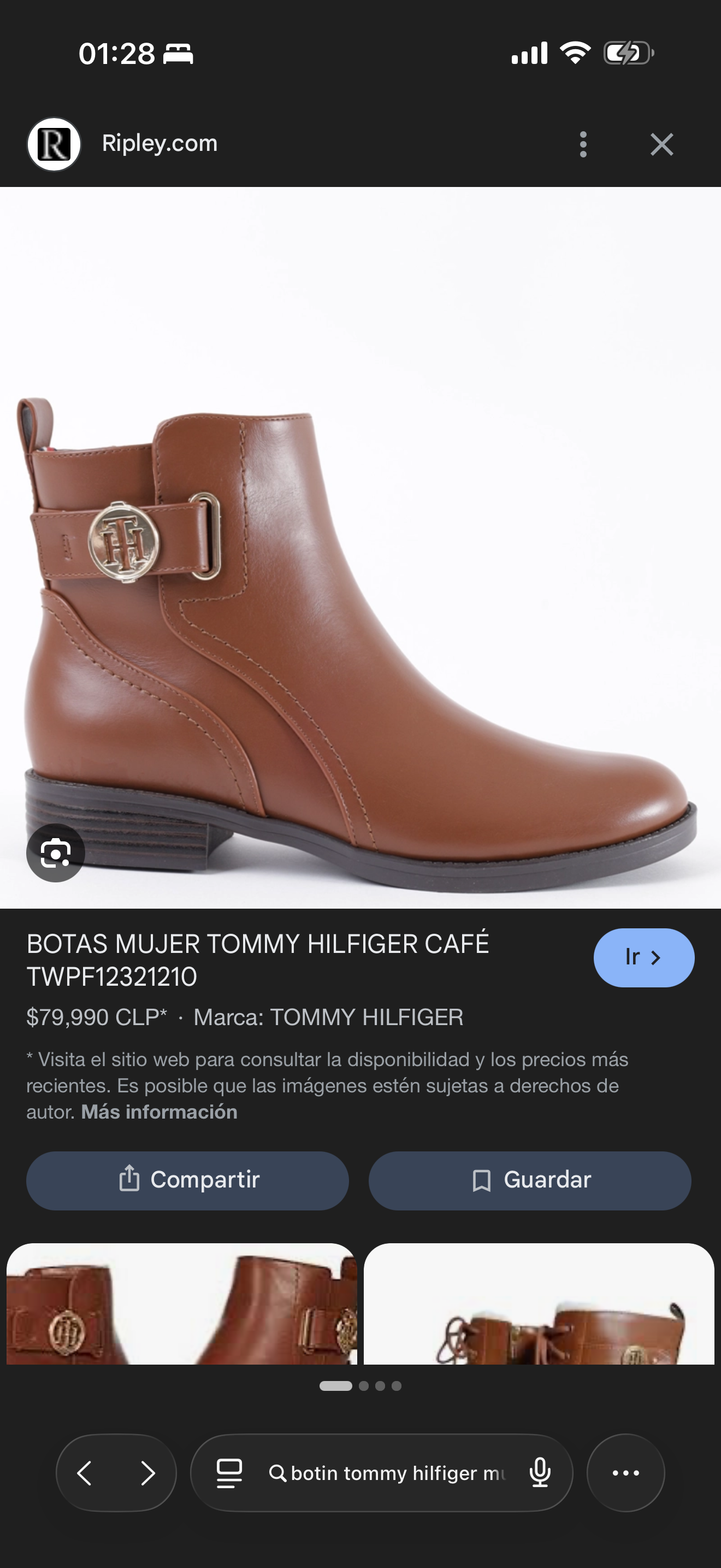Botines cuero café Tommy Hilfiger 39 - miniatura 6
