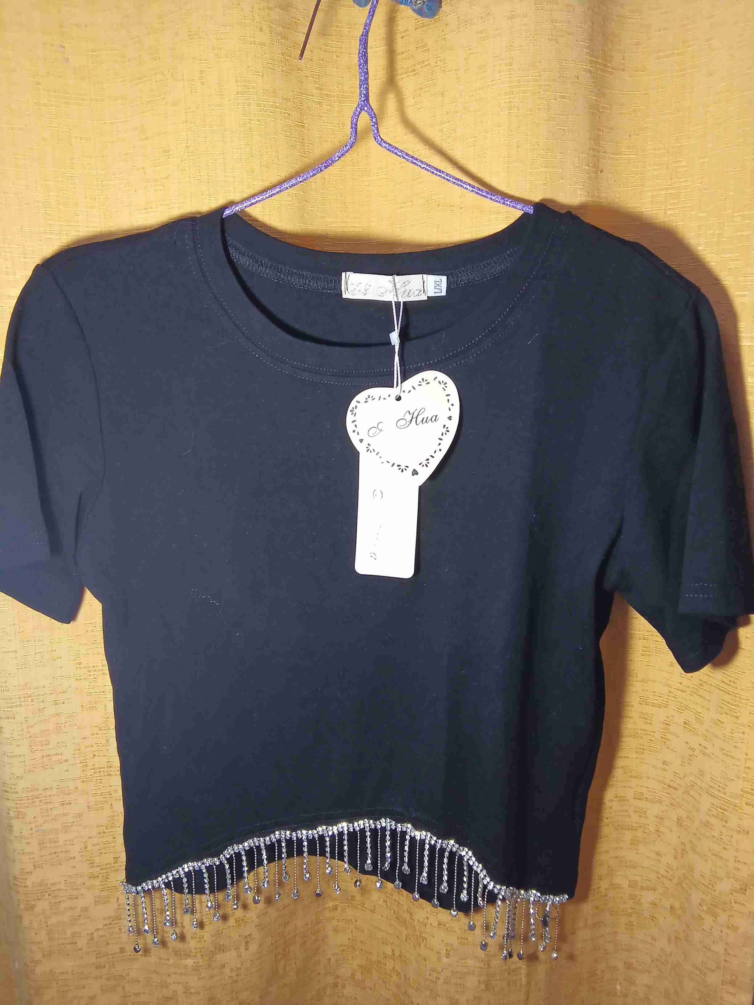 Polera negra con flecos dorados - miniatura 2