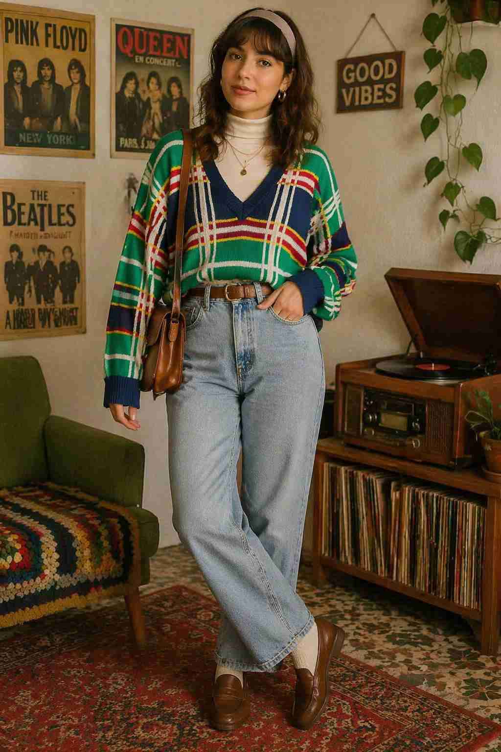 Sweater vintage a cuadros - miniatura 1