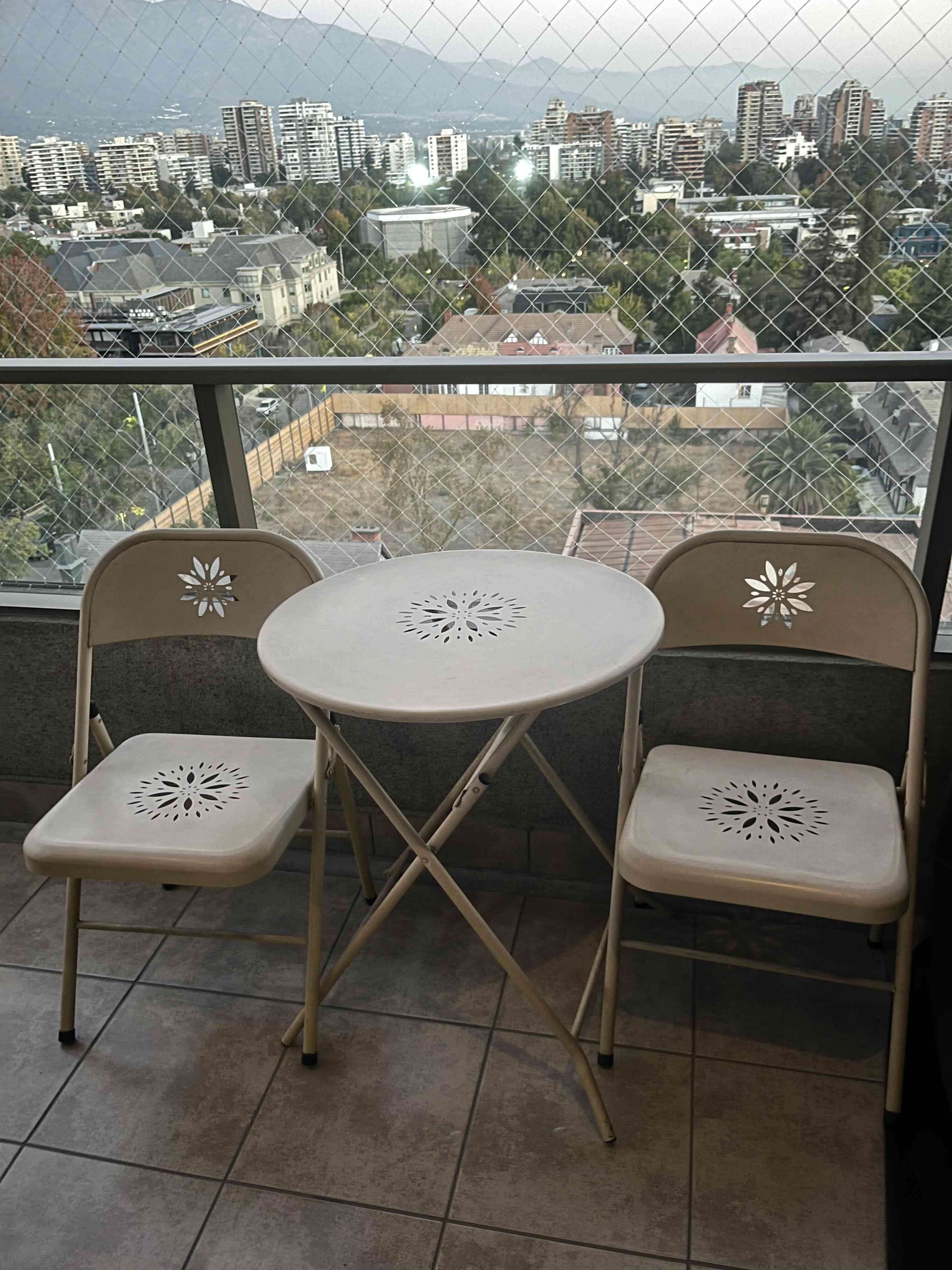 Set de terraza plegable beige