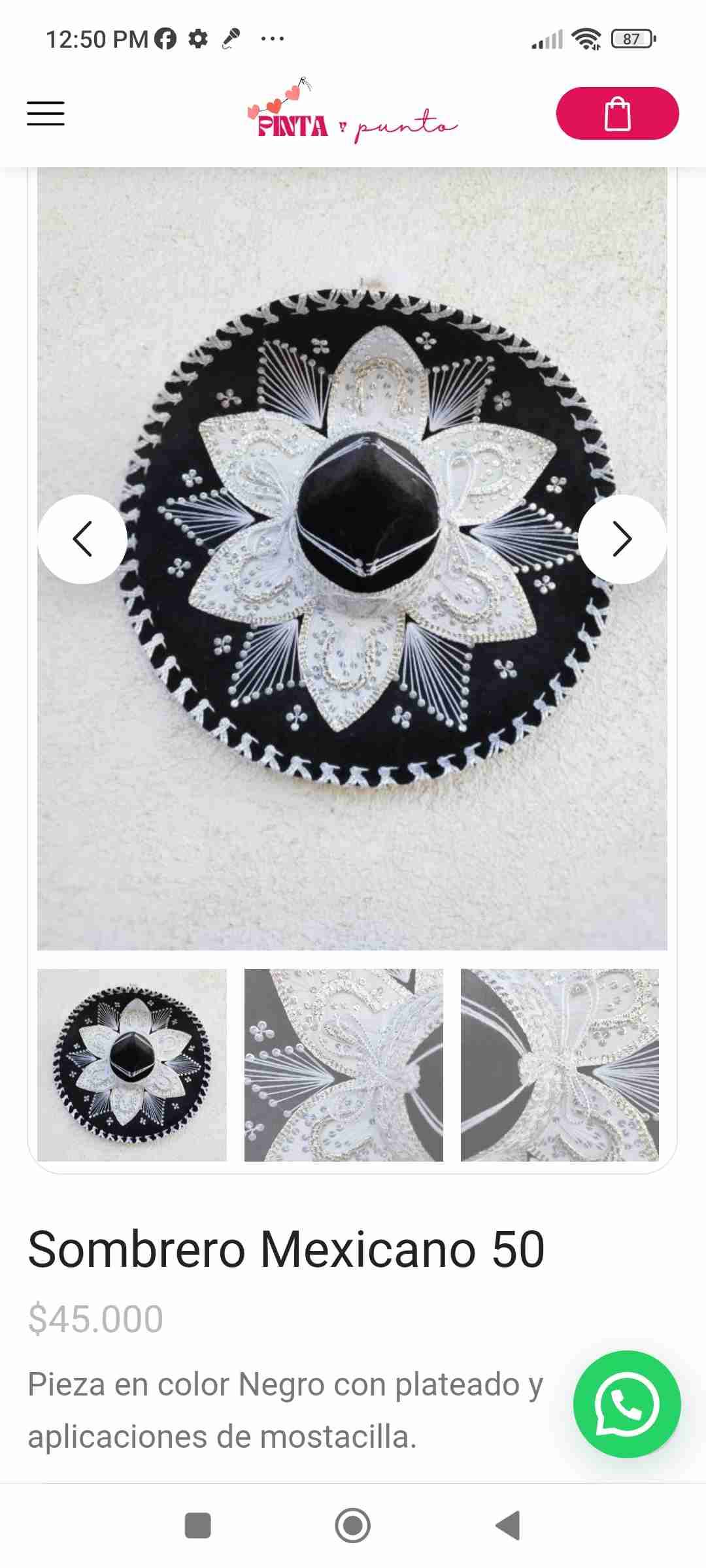 Sombrero mexicano negro plateado