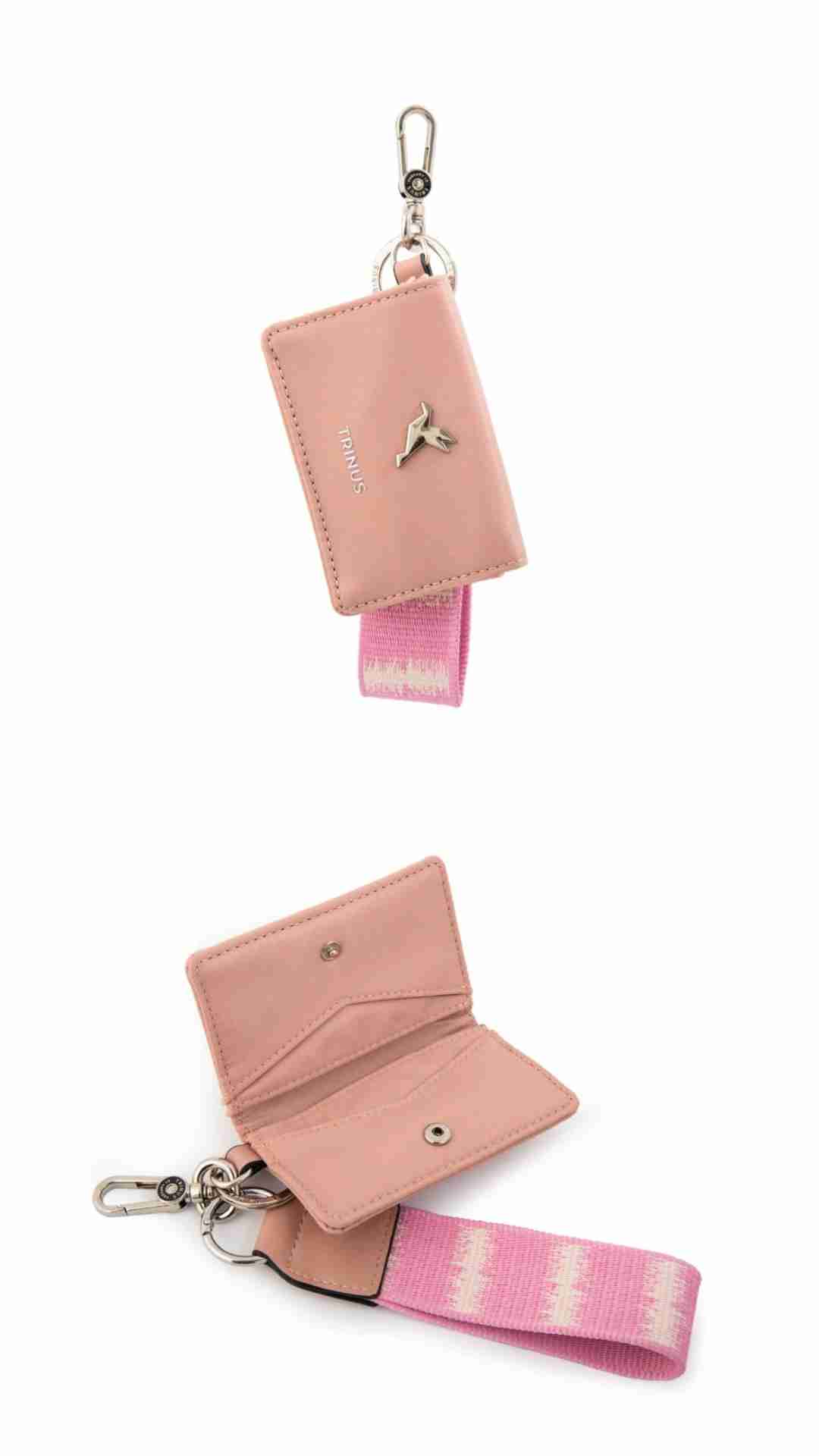 Tarjetero rosado con llavero