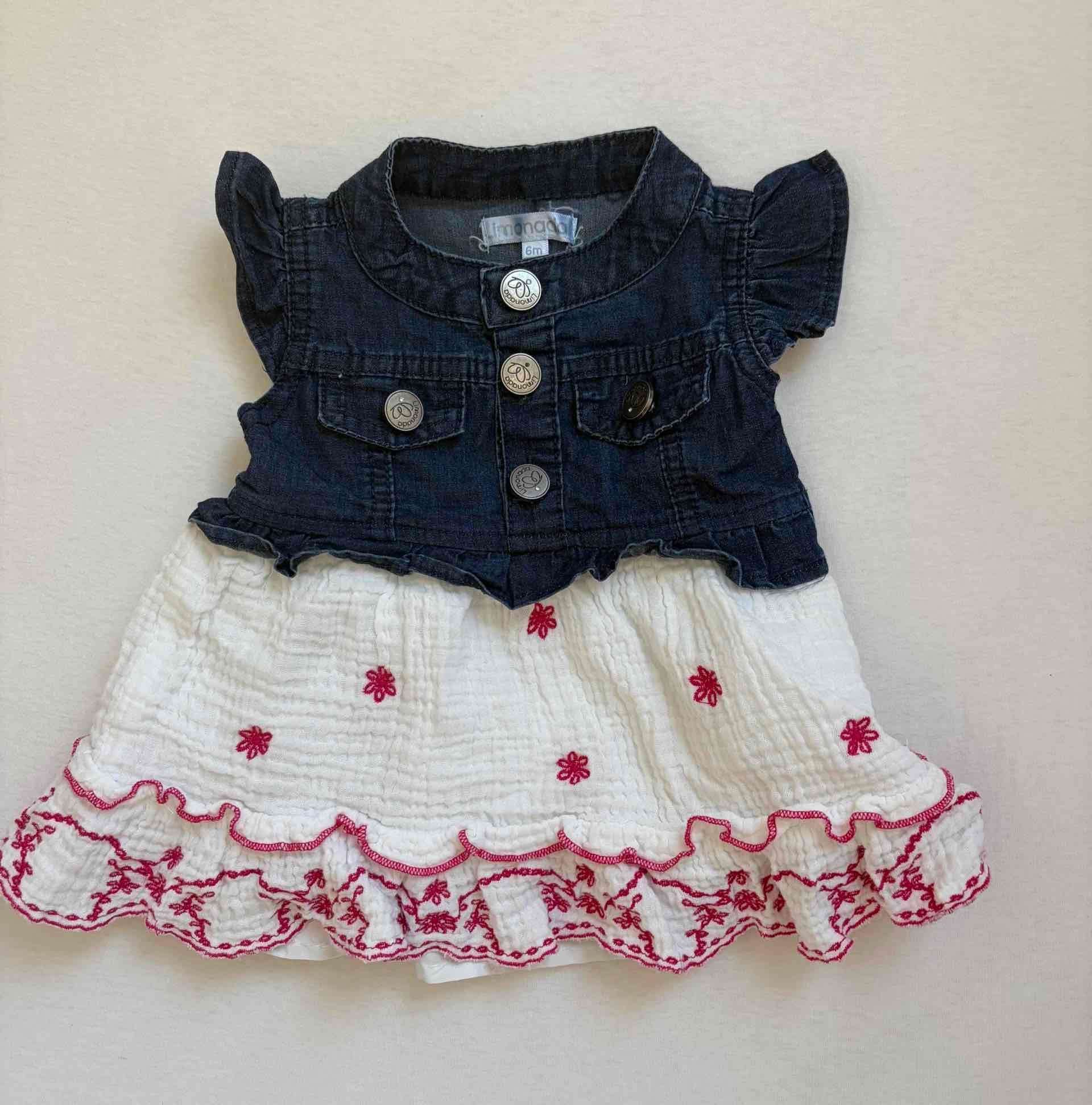 Vestido bebé mezclilla y algodón