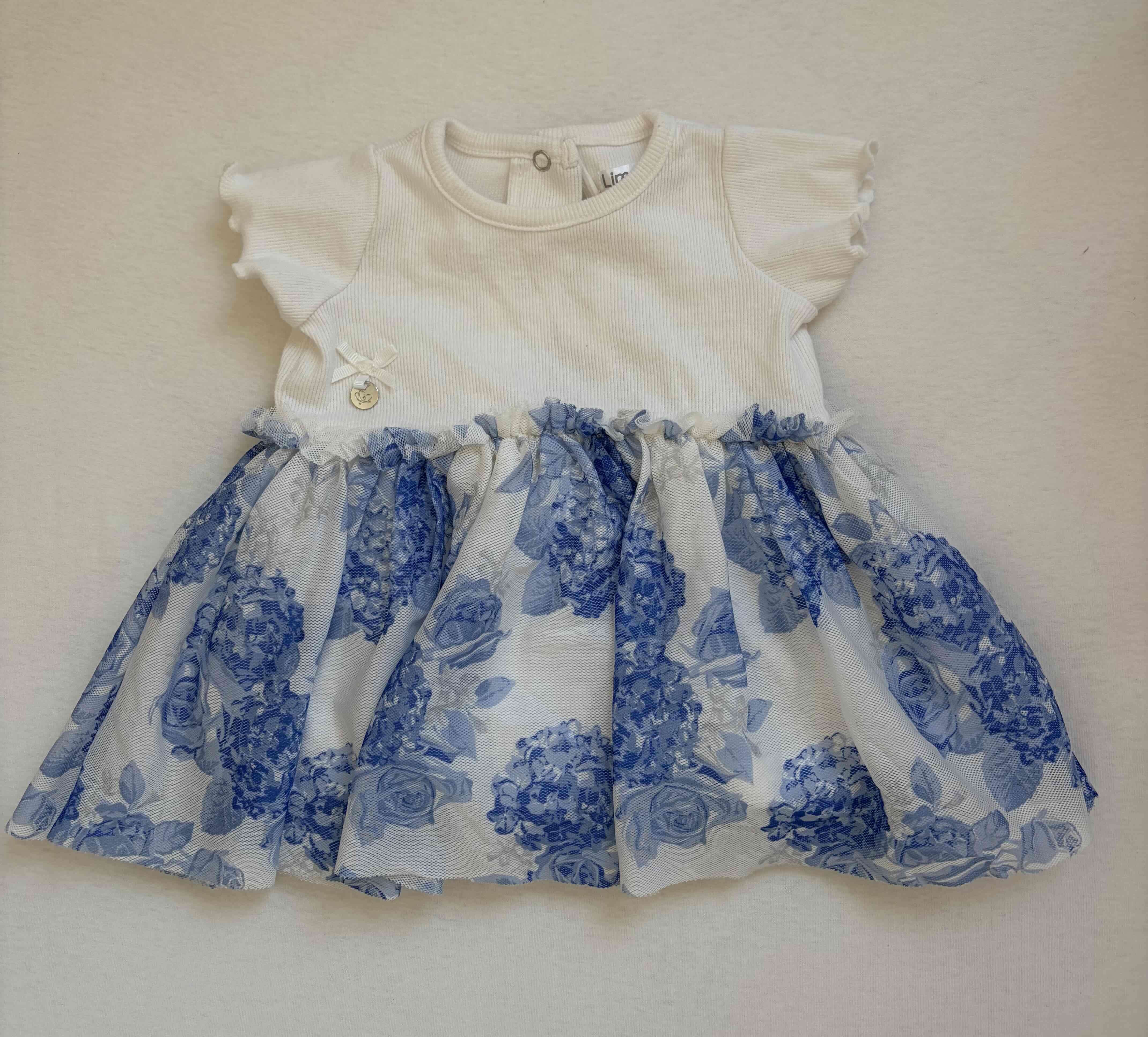Vestido bebé blanco con azul