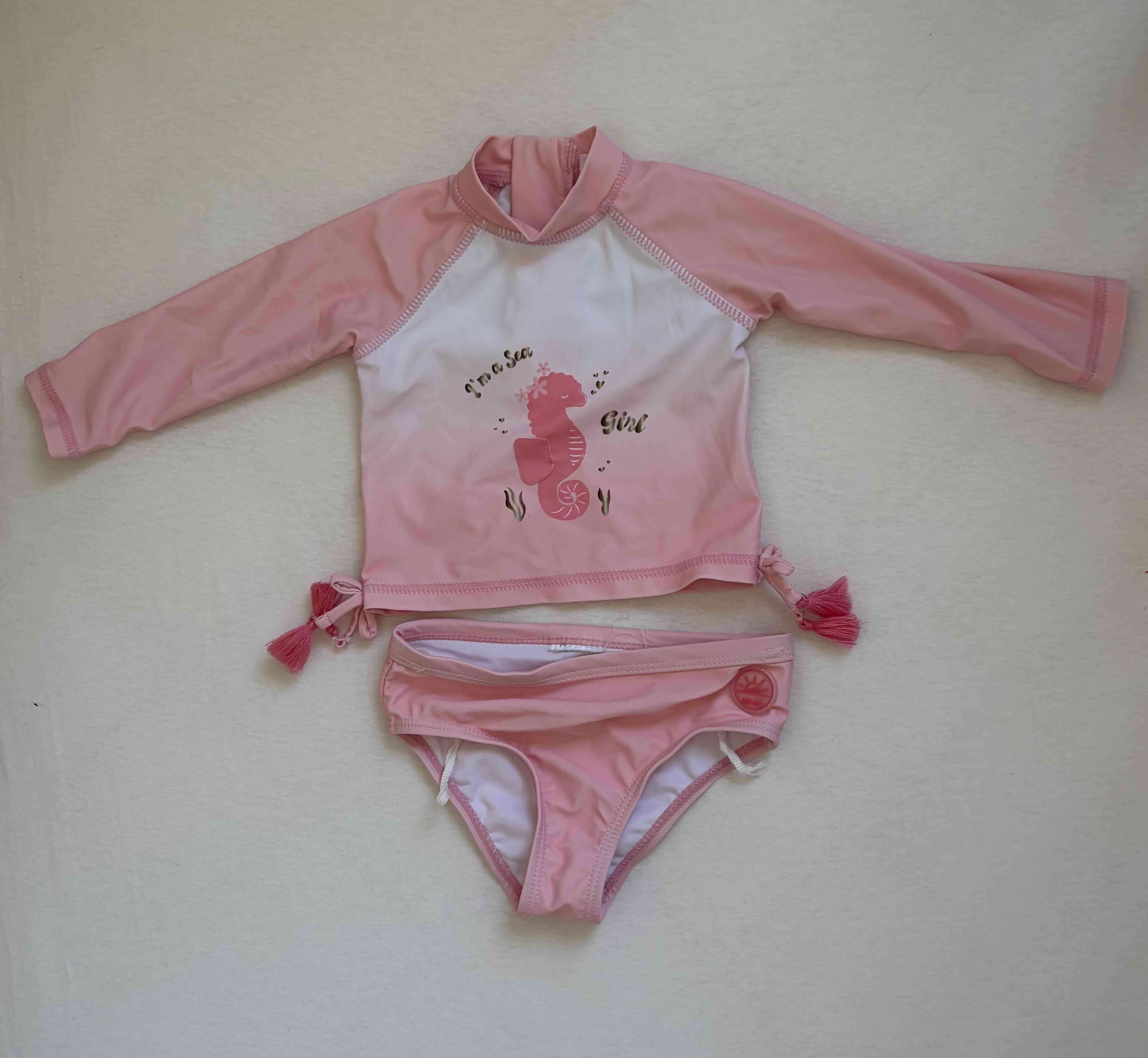 Traje de baño niña rosa con seahorse