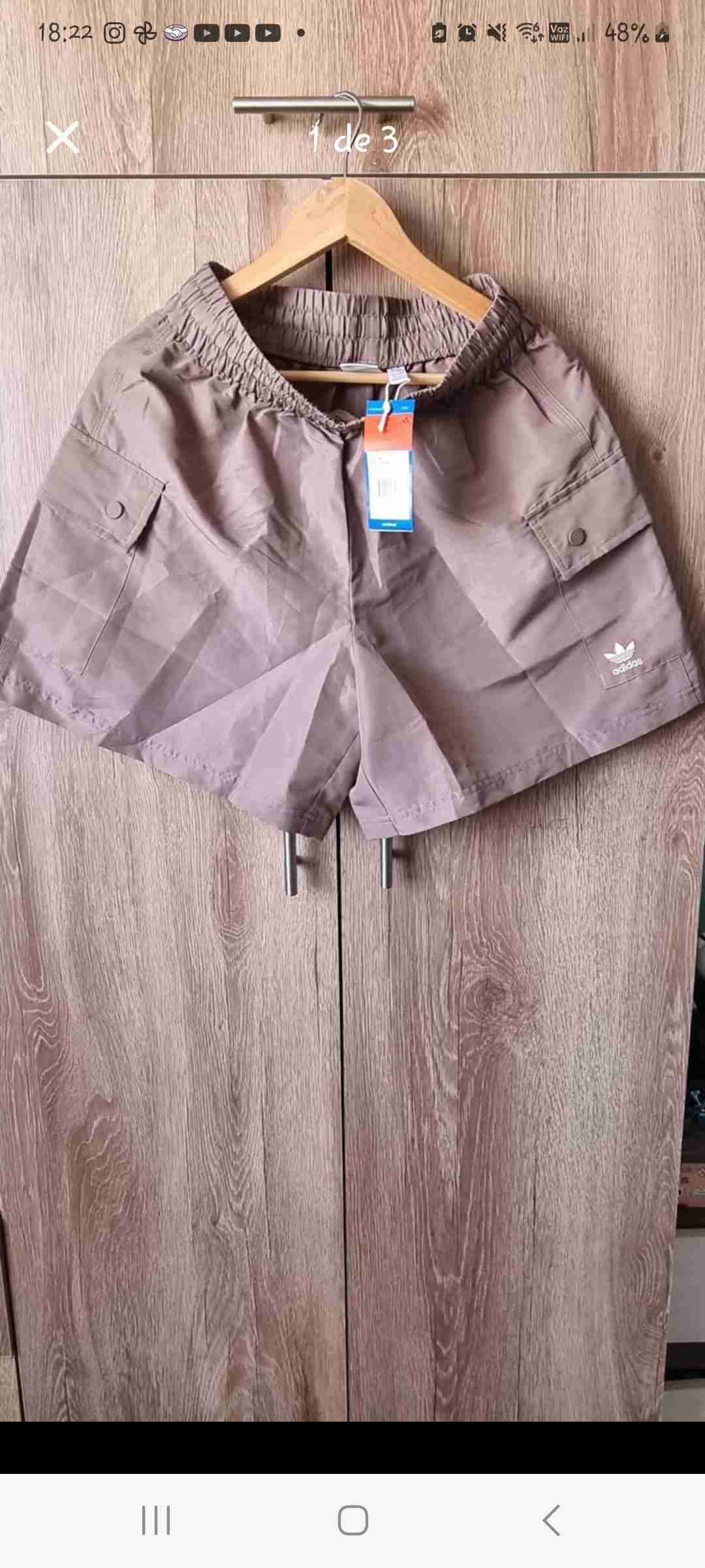 Shorts deportivos Adidas beige - miniatura 1