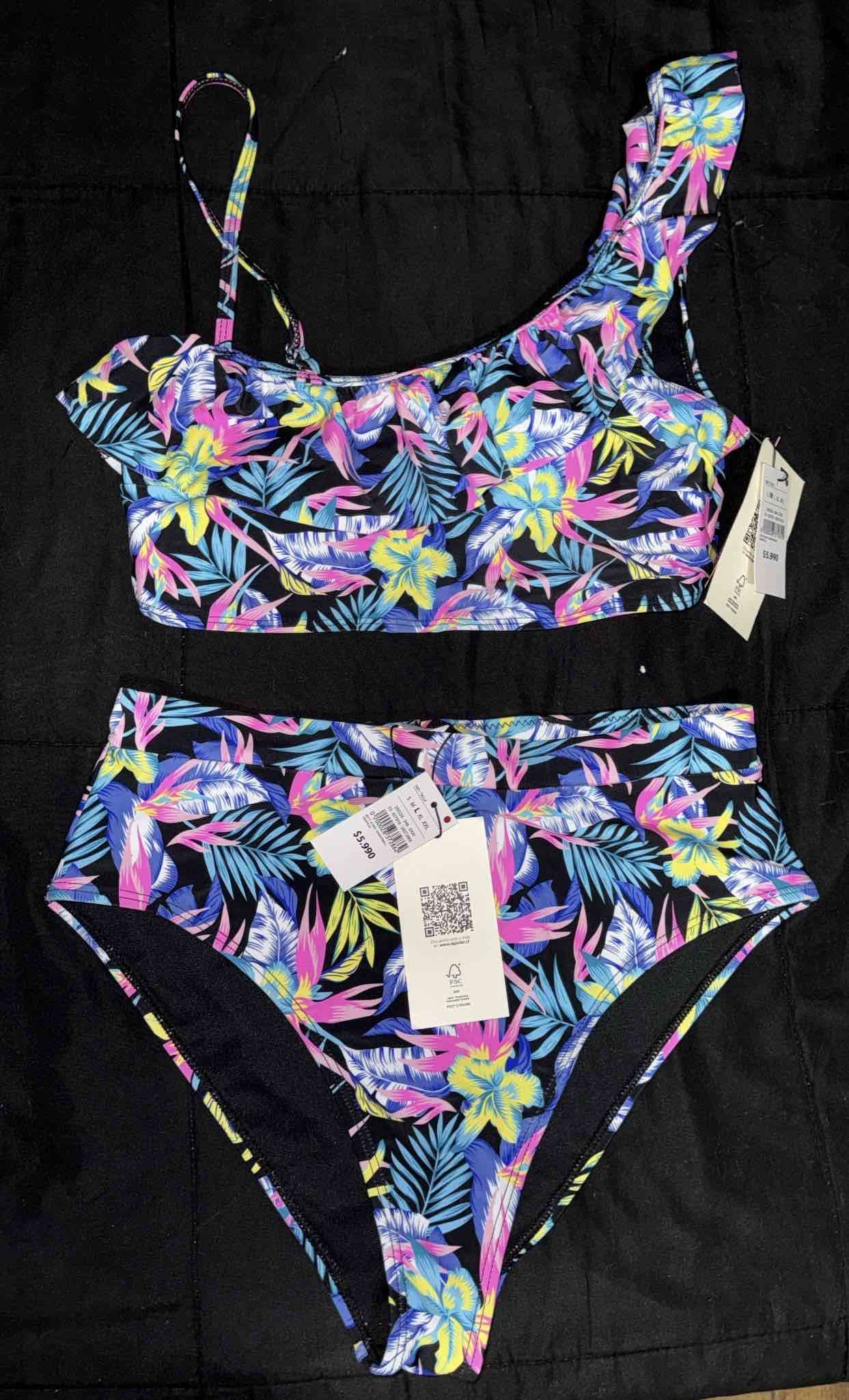 Bikini floral con un solo hombro - miniatura 1