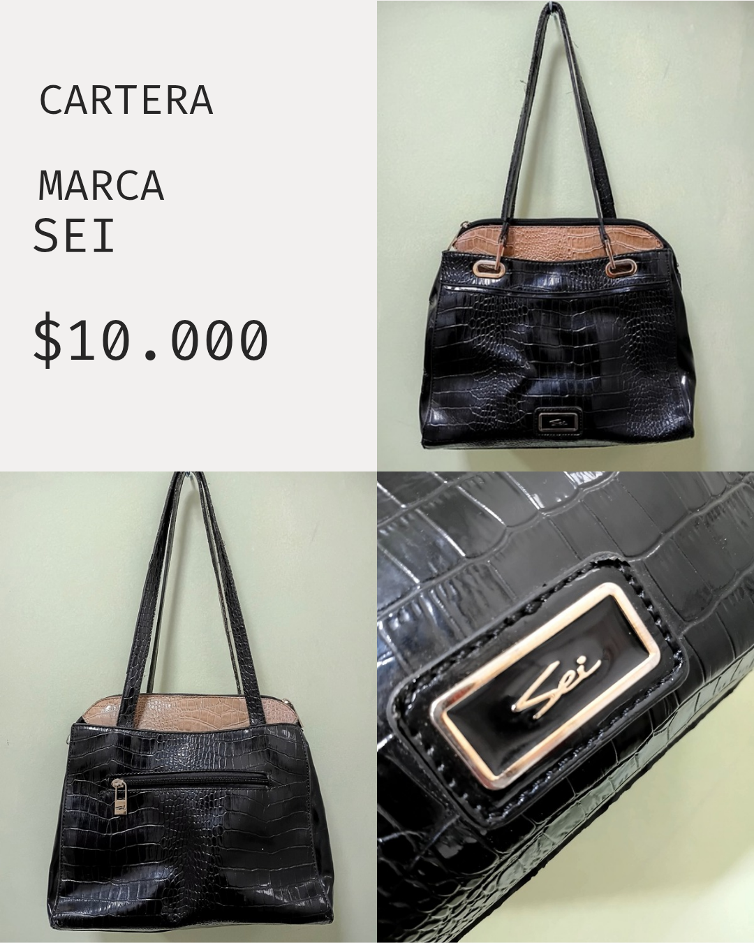 Cartera negra marca Sei - miniatura 1