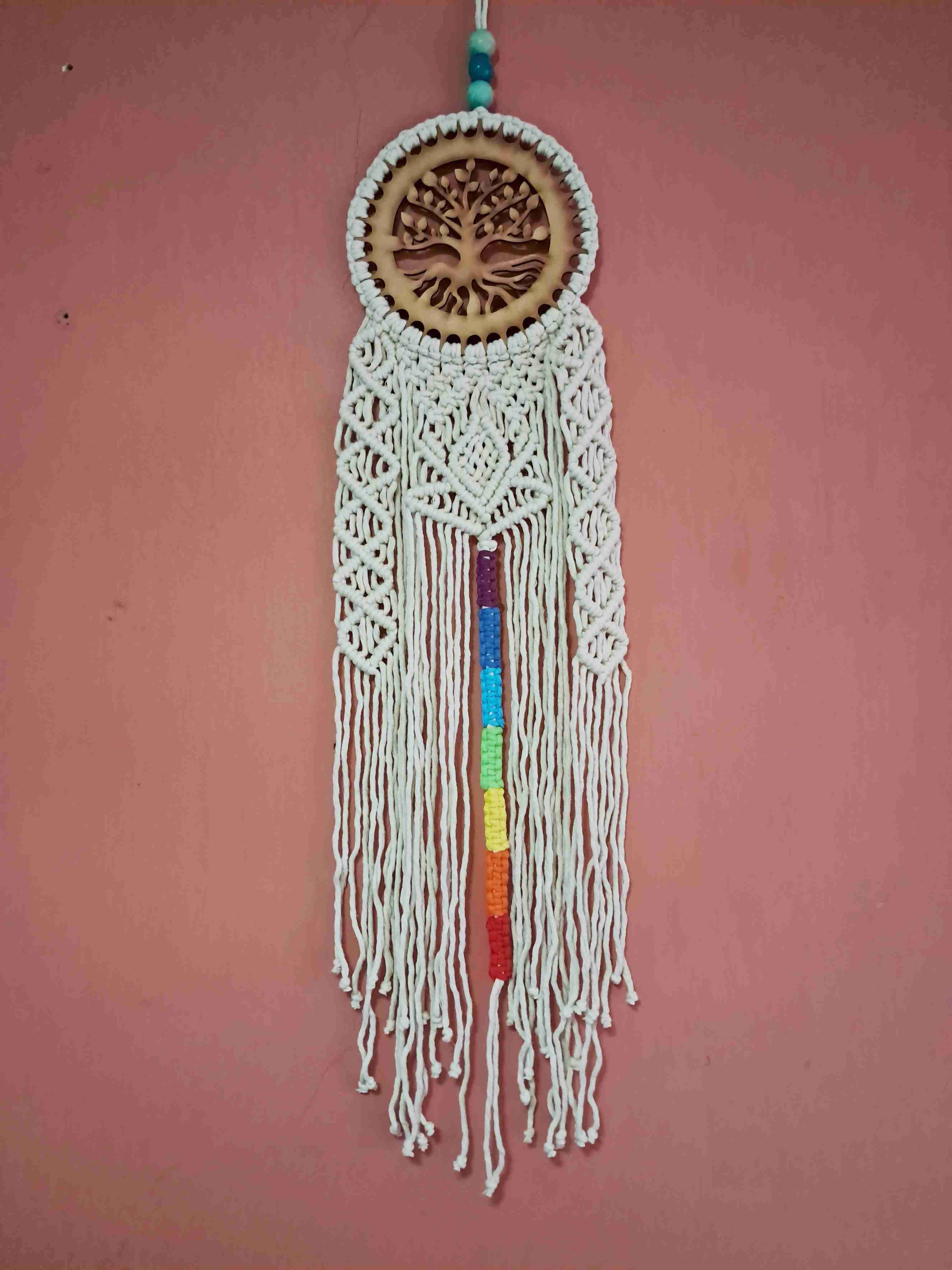 Atrapasueños macramé con árbol - miniatura 1