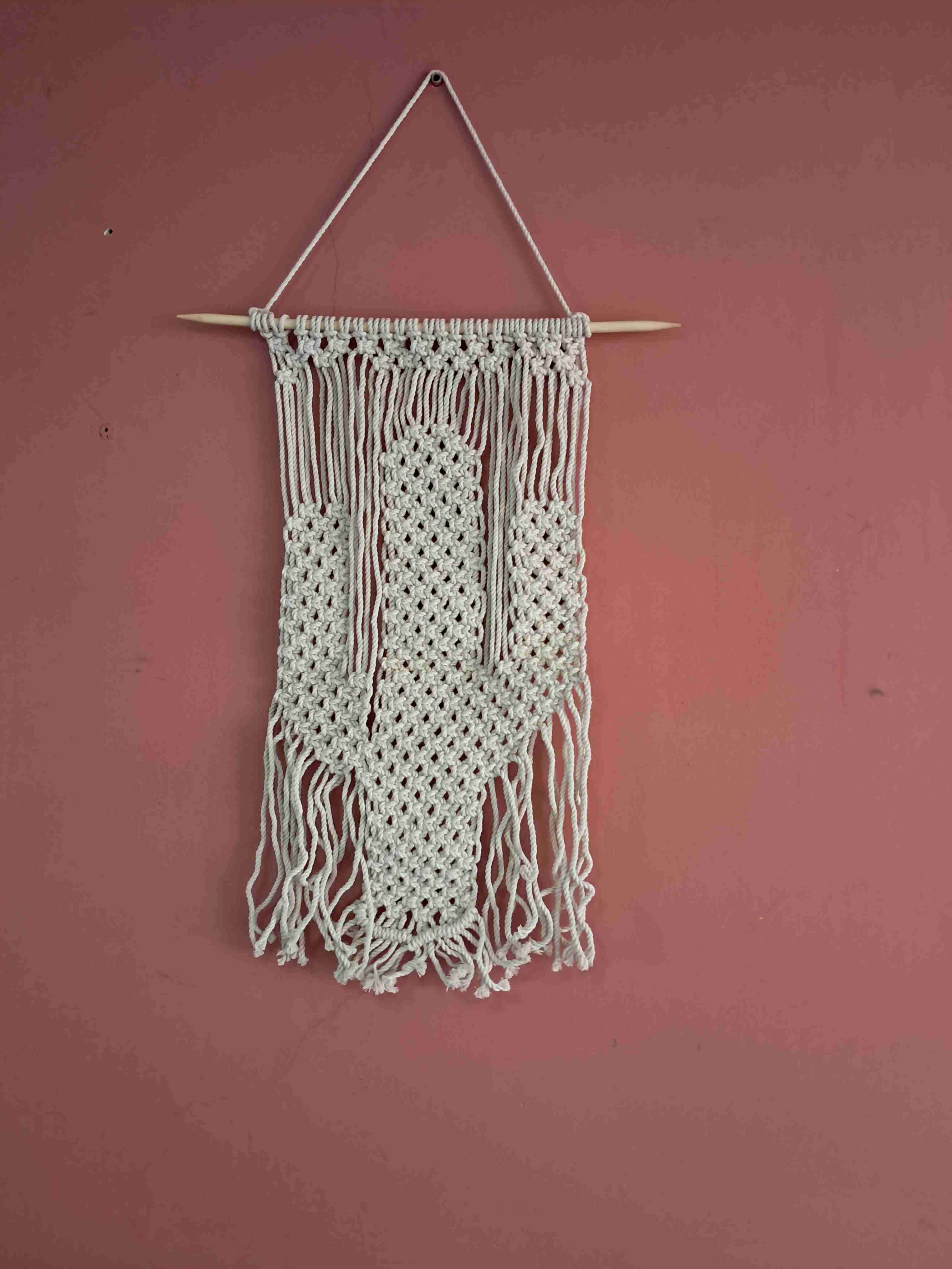 Tapiz macramé cactus blanco - miniatura 1