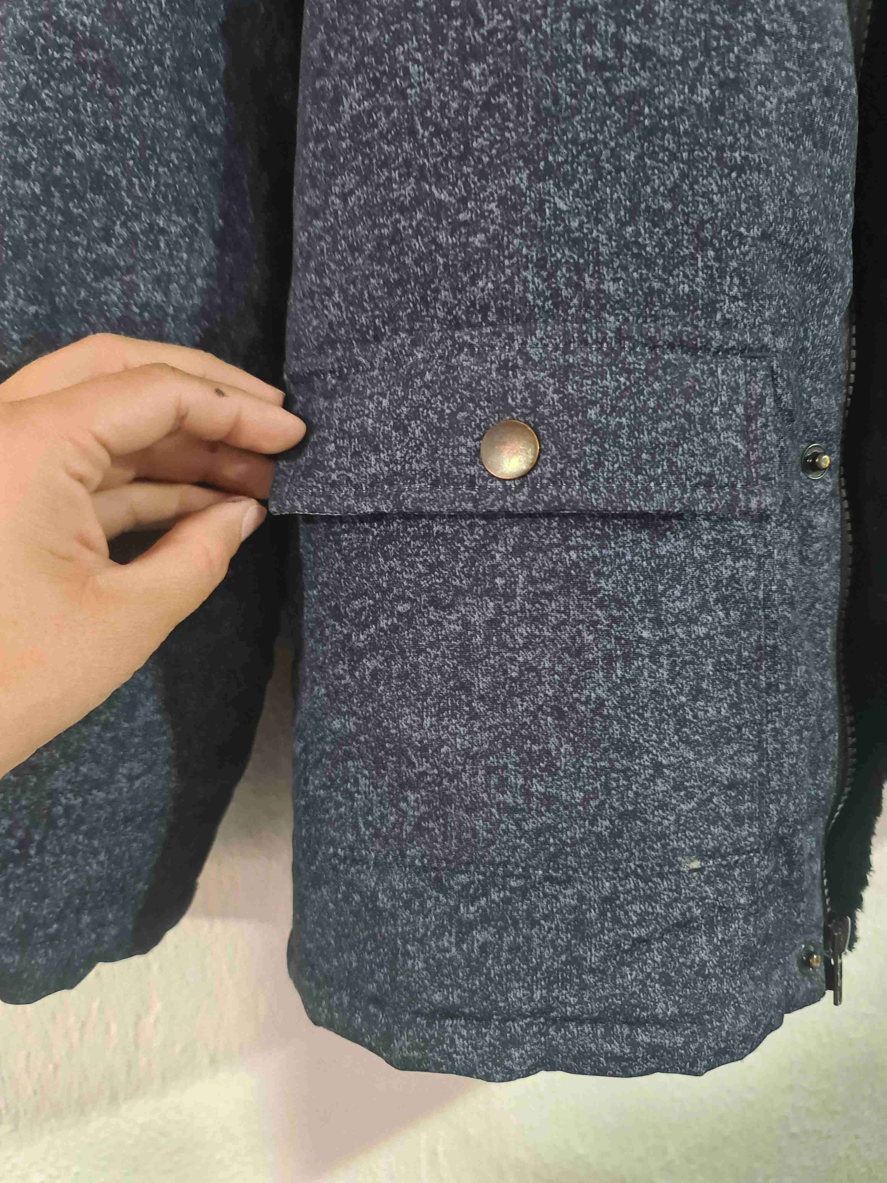 Parka azul con capucha de pelo - miniatura 3