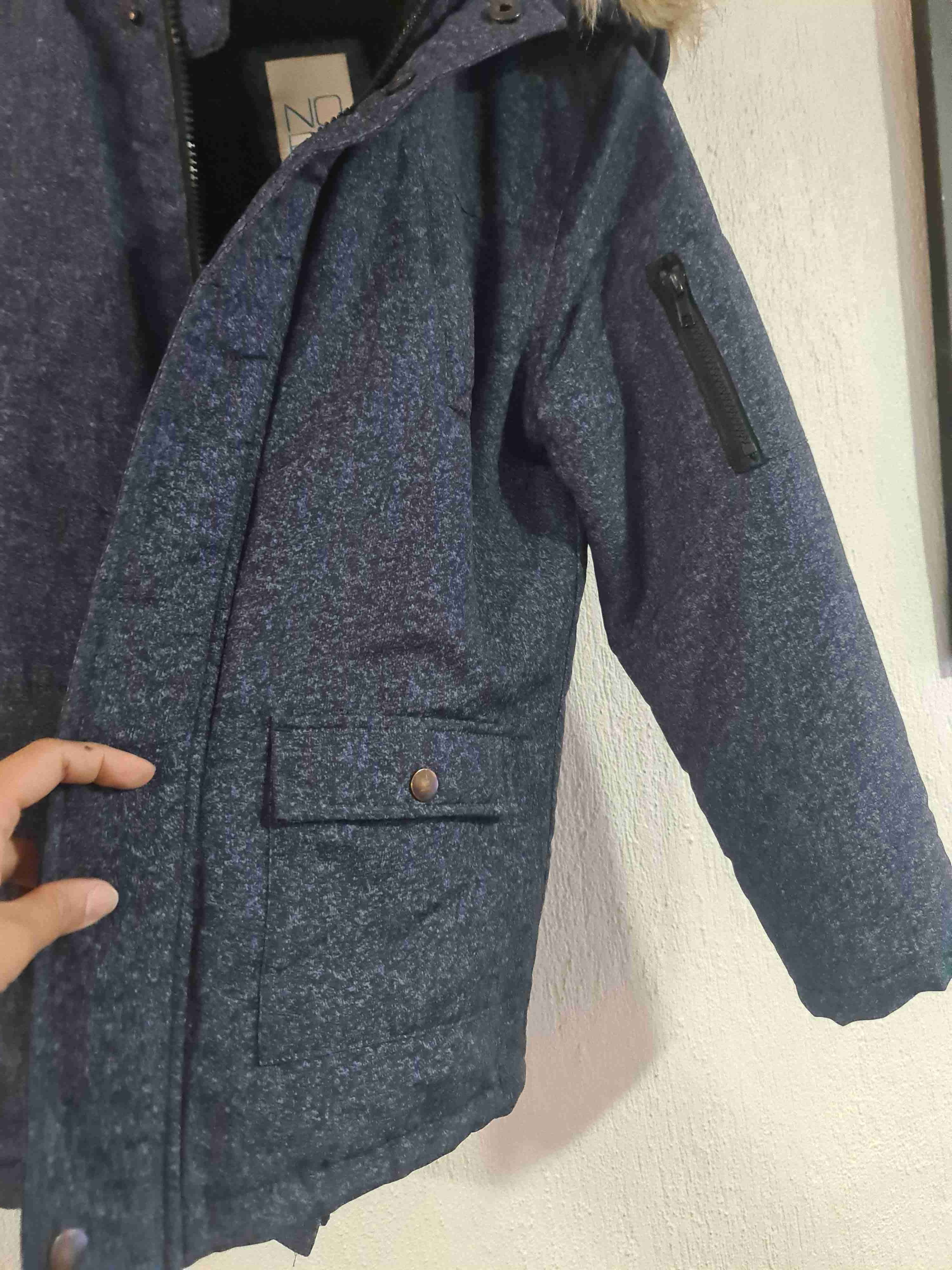 Parka azul con capucha de pelo - miniatura 5