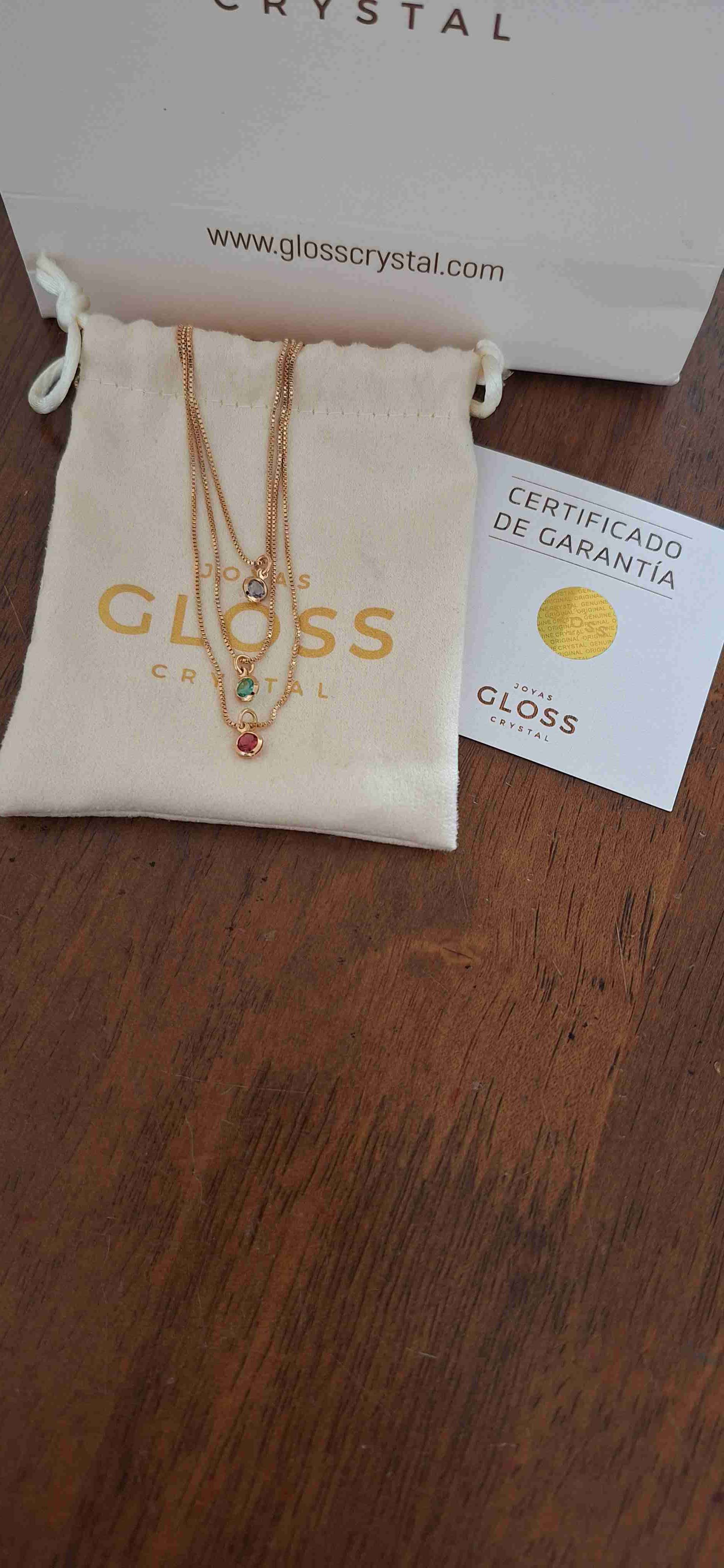 Collar Gloss Crystal dorado triple arcoiris - miniatura 2