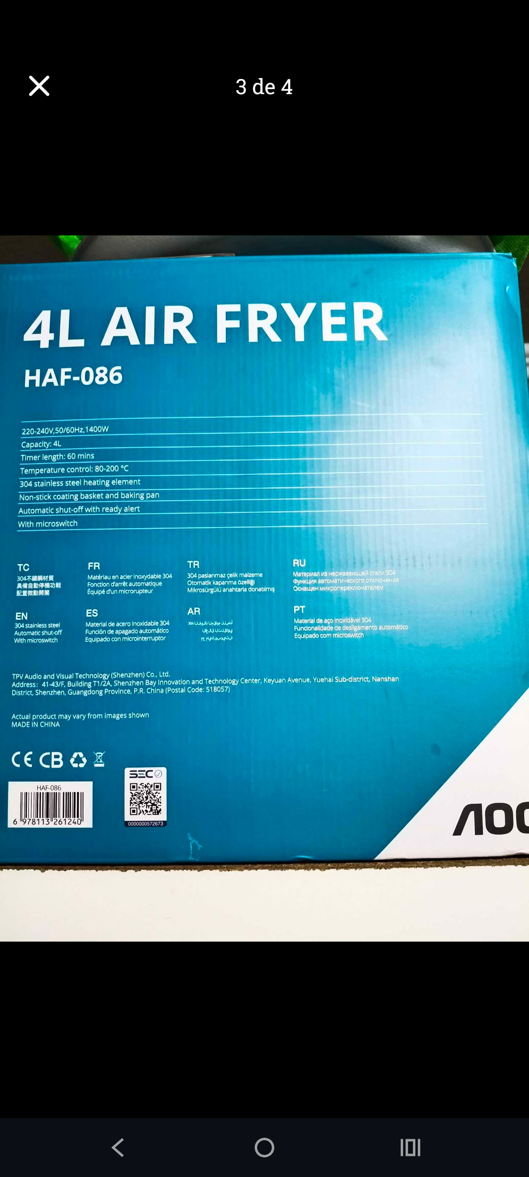 Freidora de aire AOC negra - miniatura 6