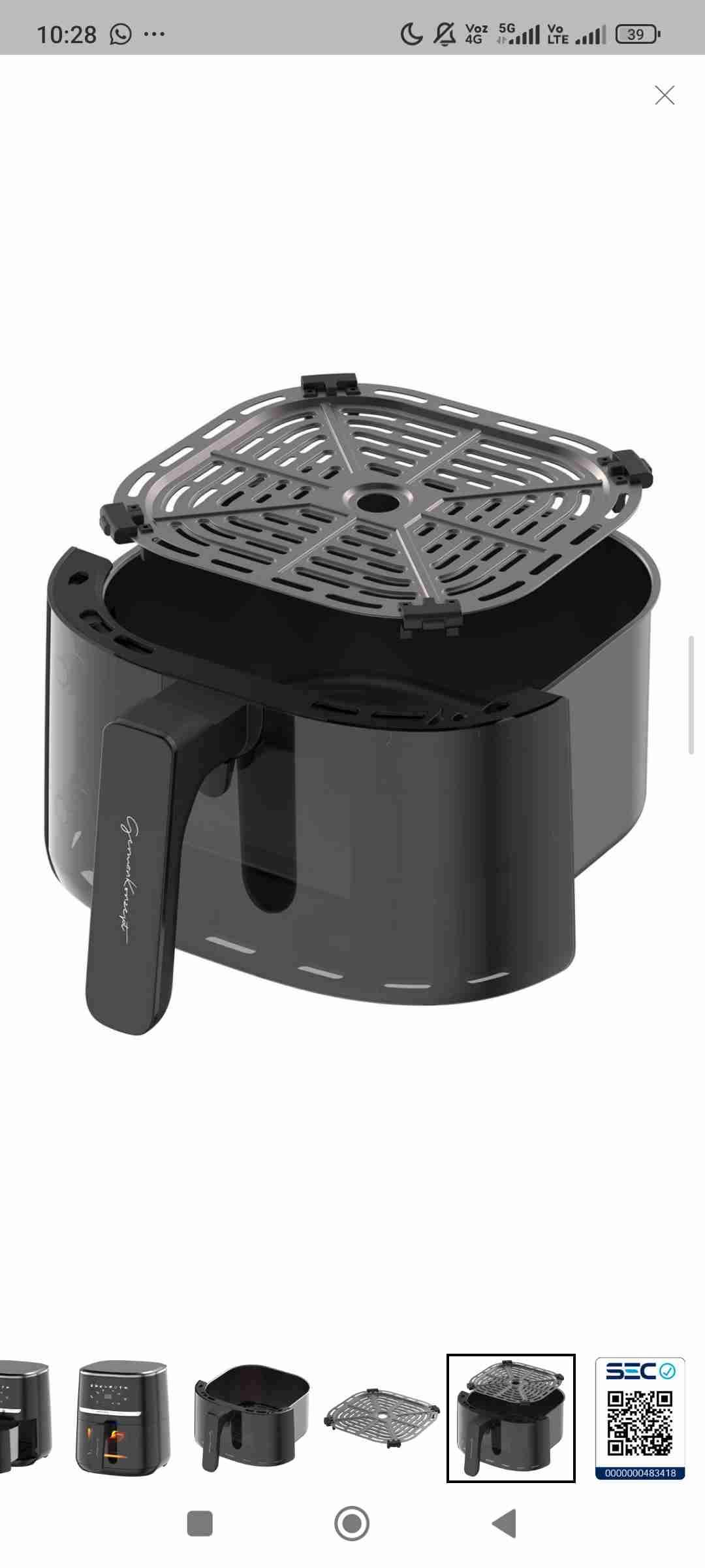 Freidora de aire digital negra - miniatura 3