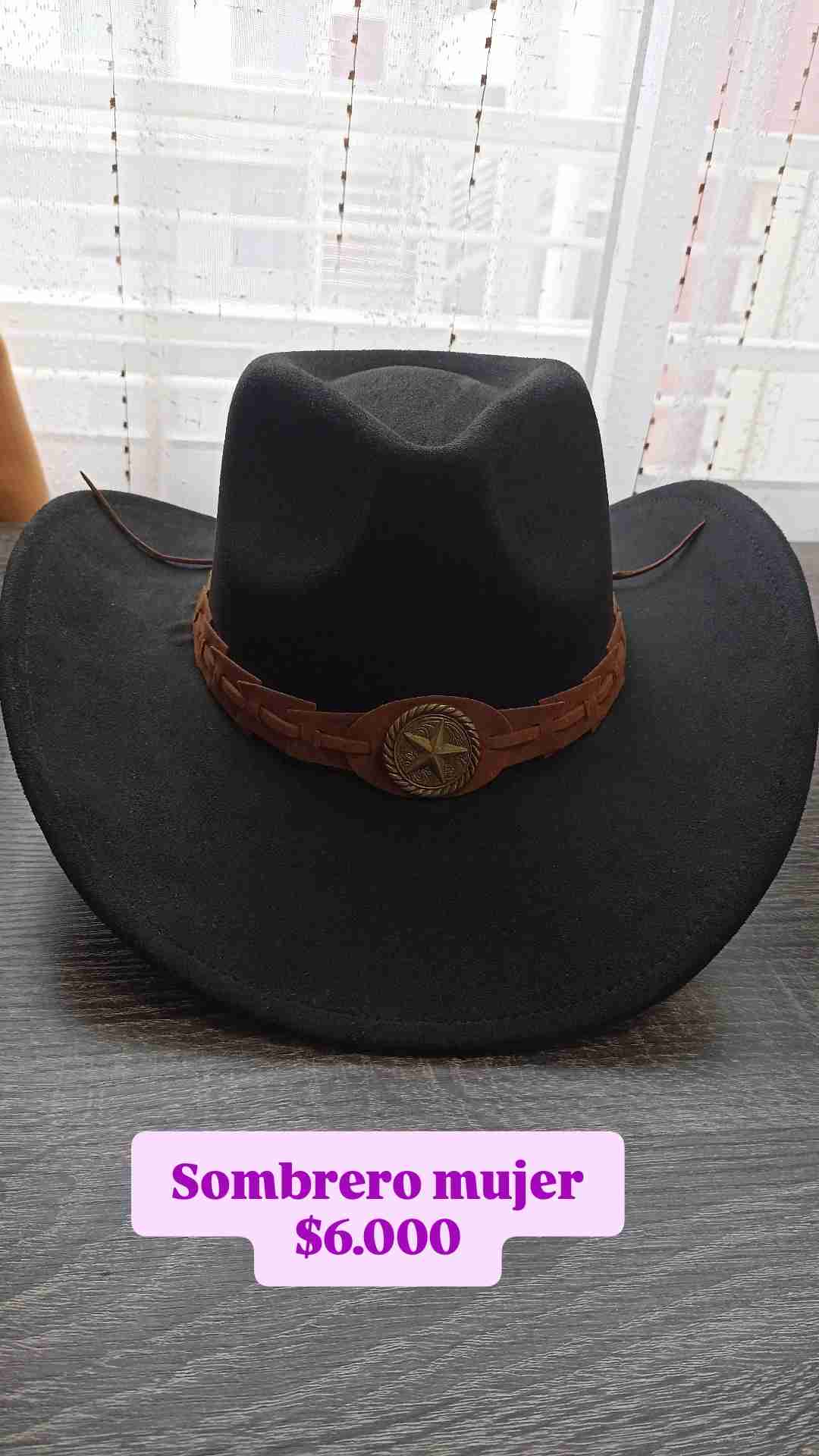 Sombrero vaquero negro mujer