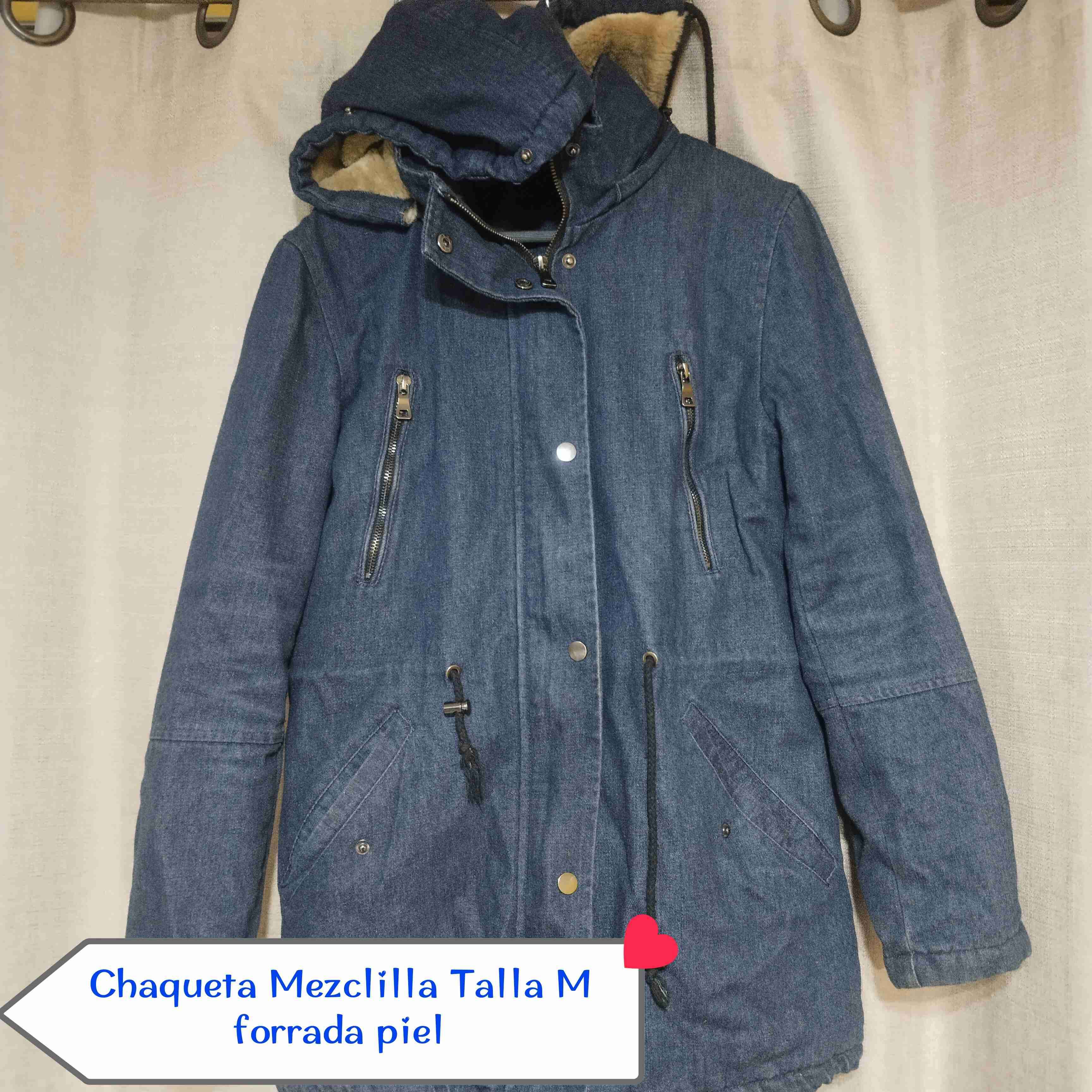 Chaqueta de invierno jean azul con capucha - miniatura 2