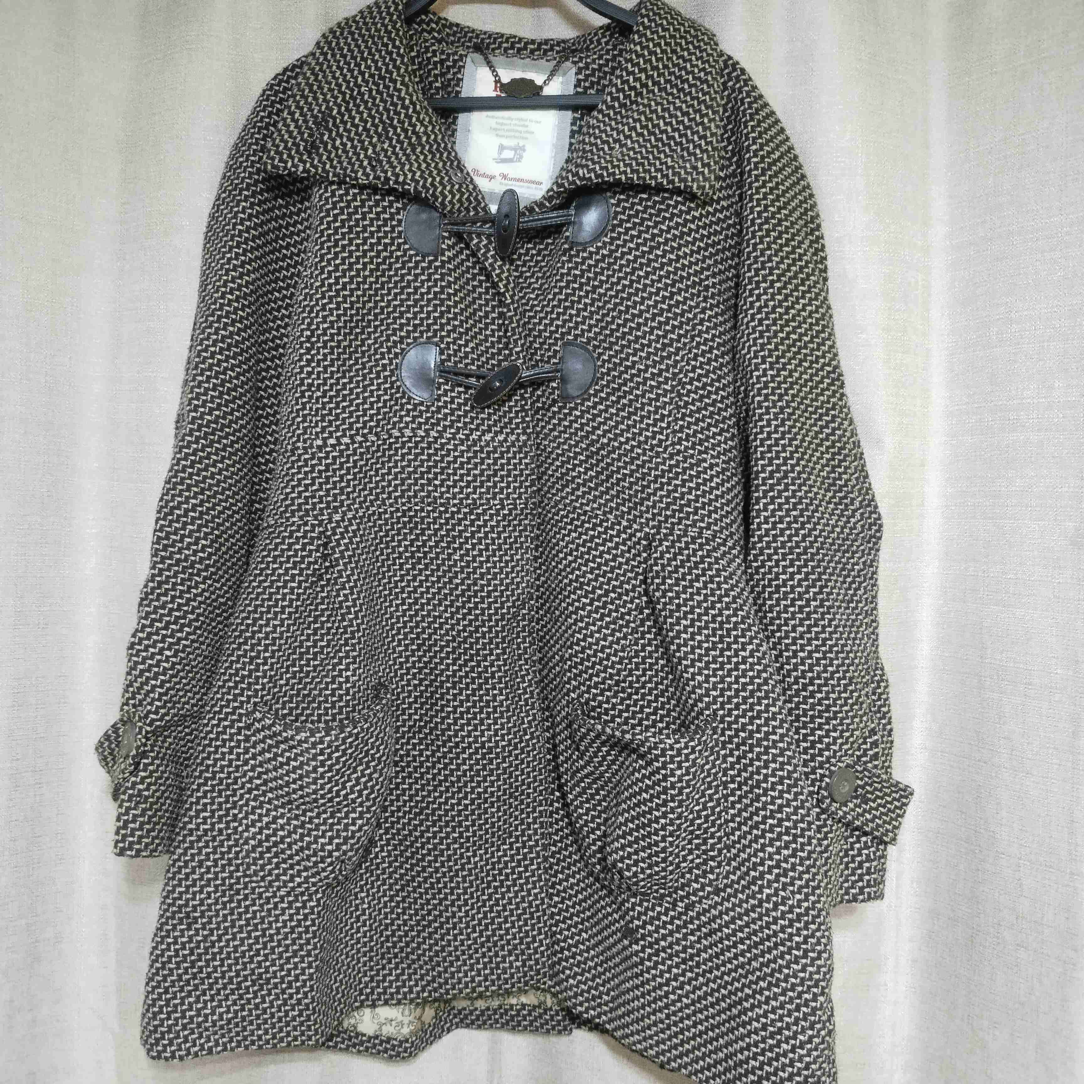 Abrigo de lanilla café con beige - miniatura 1