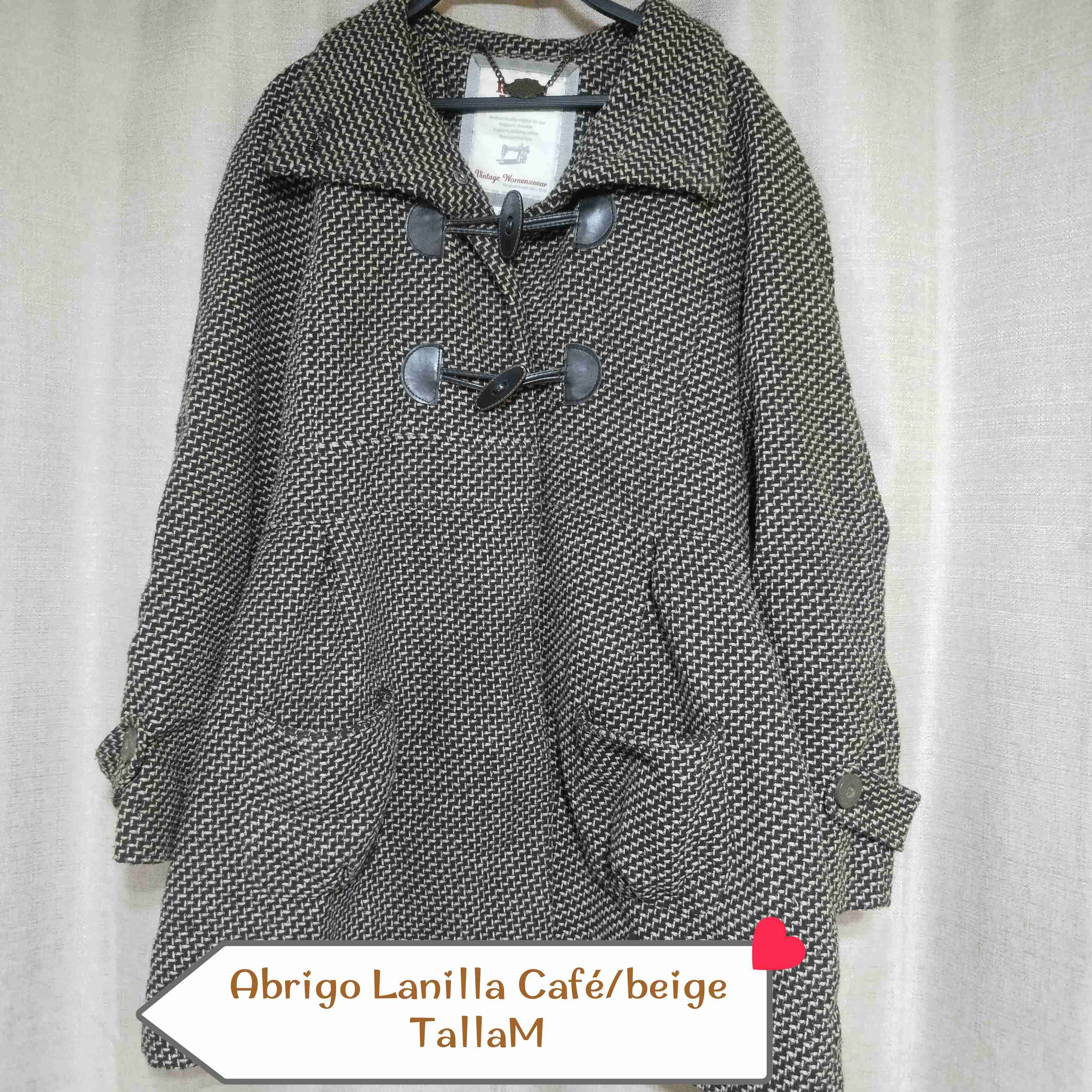 Abrigo de lanilla café con beige - miniatura 2