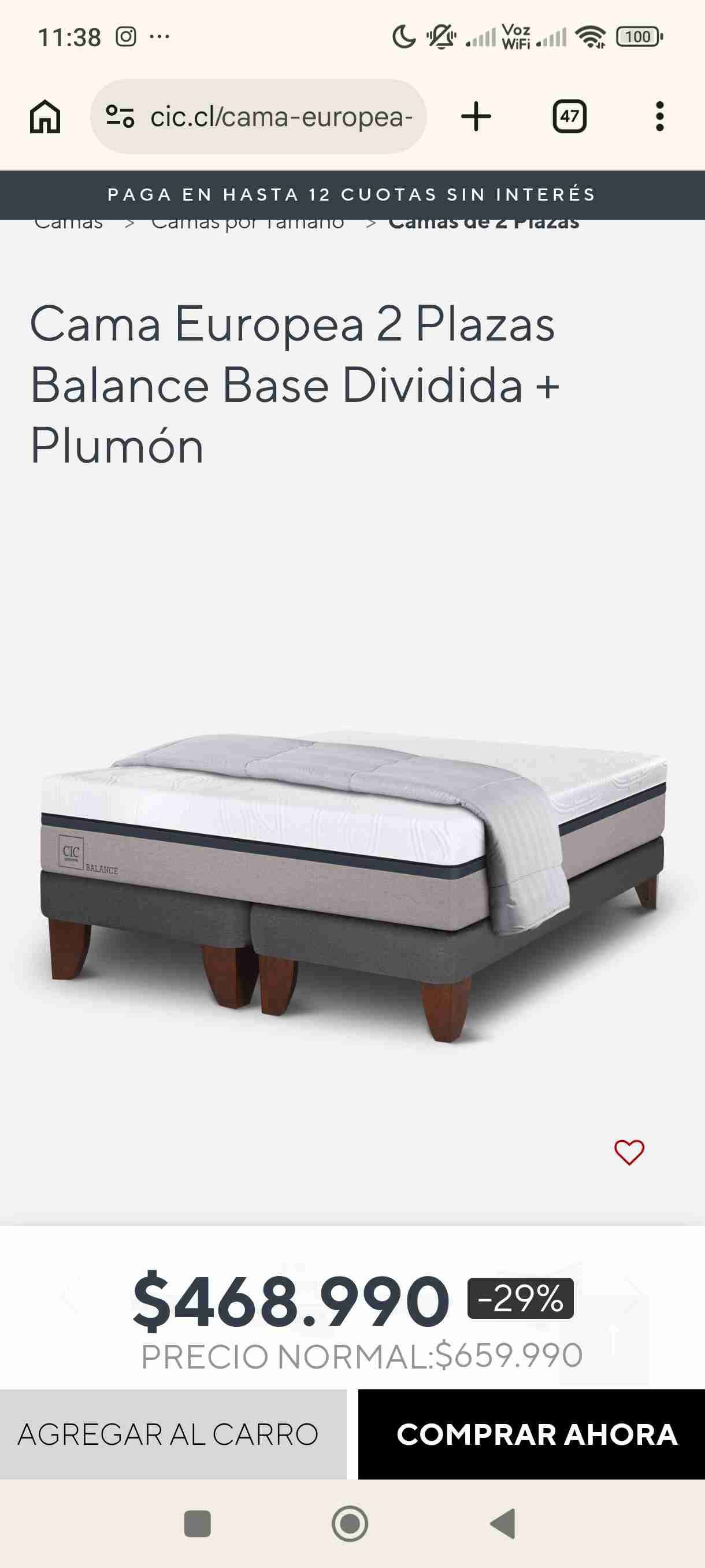 Cama Europea 2 Plazas