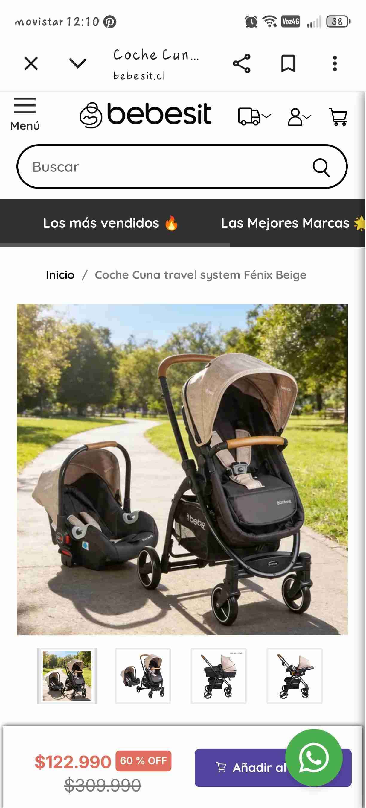 Coche para bebé beige - miniatura 4