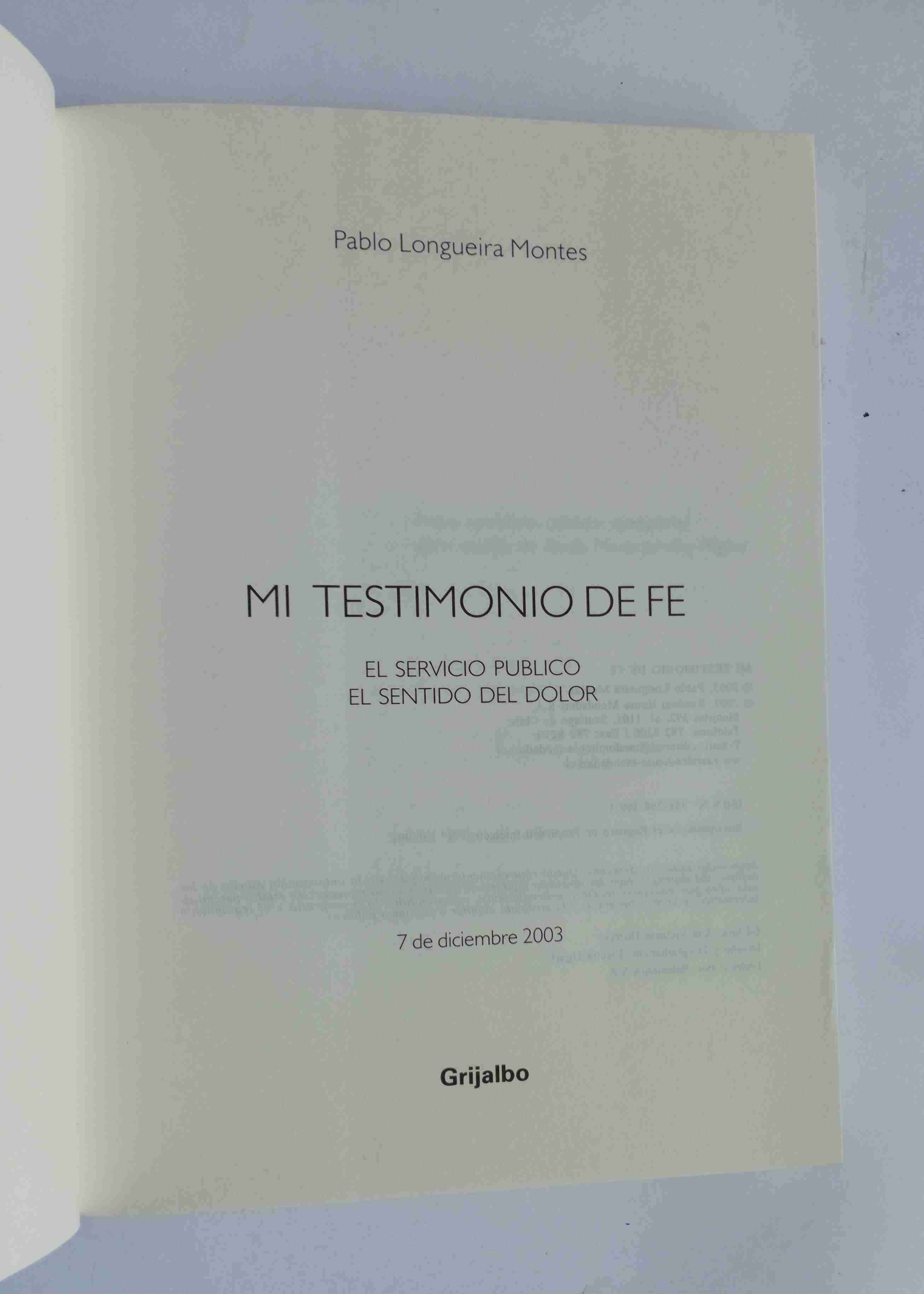 Libro Mi Testimonio de Fe, Pablo Longueira - miniatura 2