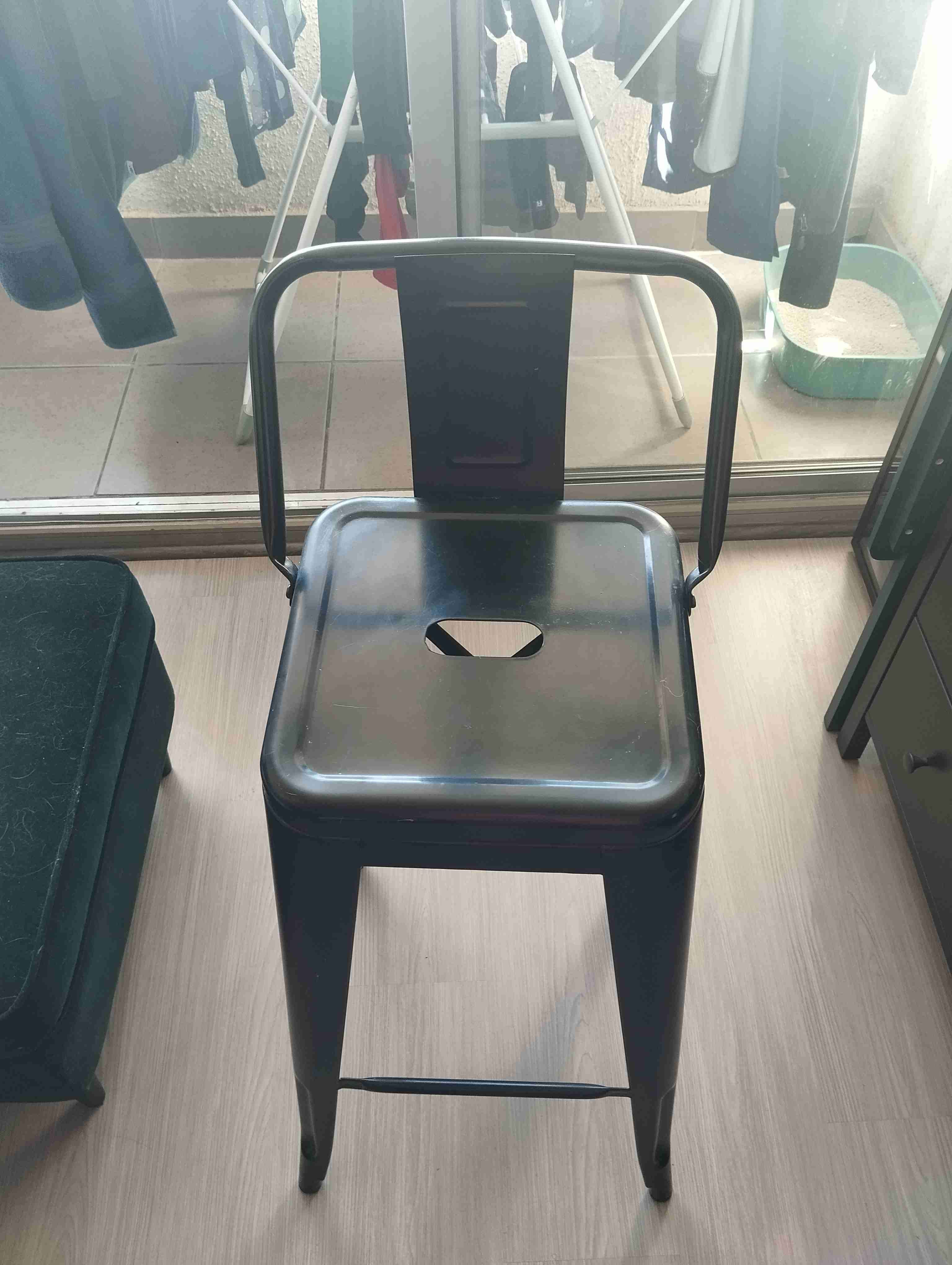 Silla industrial metal negro - miniatura 1