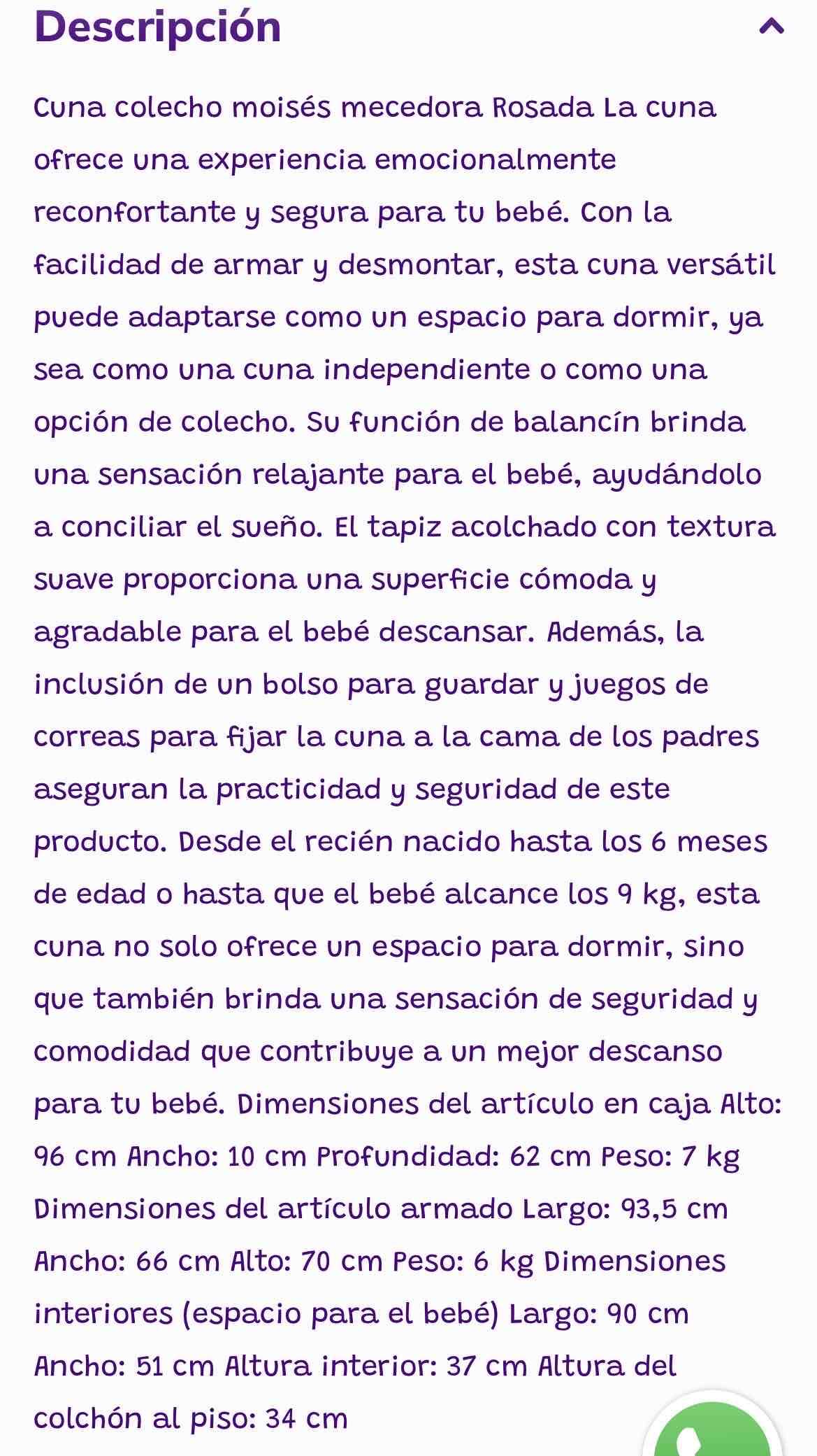 Cuna mecedora color rosa - miniatura 6