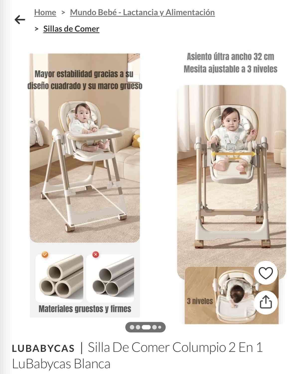 Silla de comer 2 en 1 blanca - miniatura 6