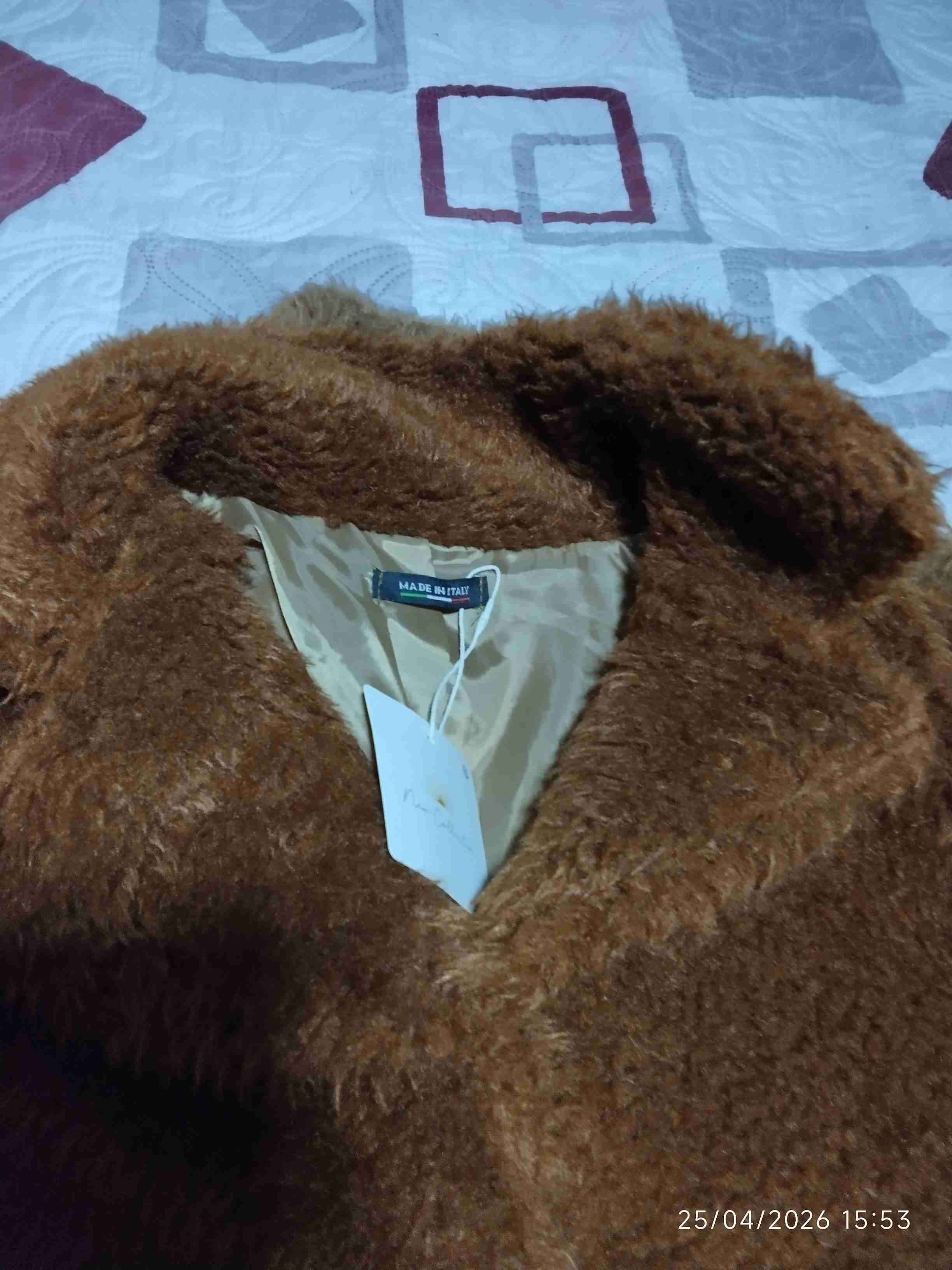 Abrigo de piel sintética beige - miniatura 3