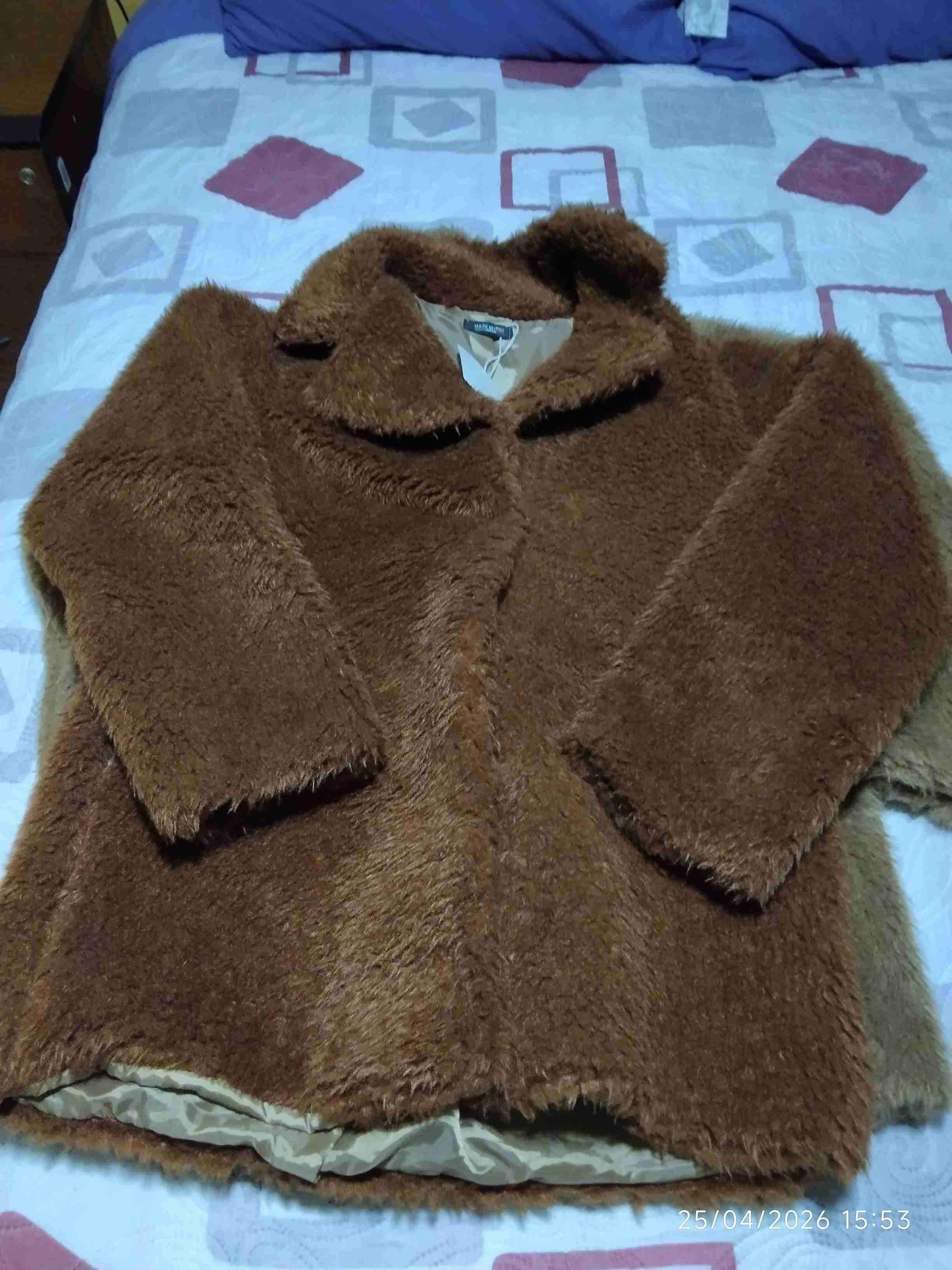 Abrigo de piel sintética beige - miniatura 4