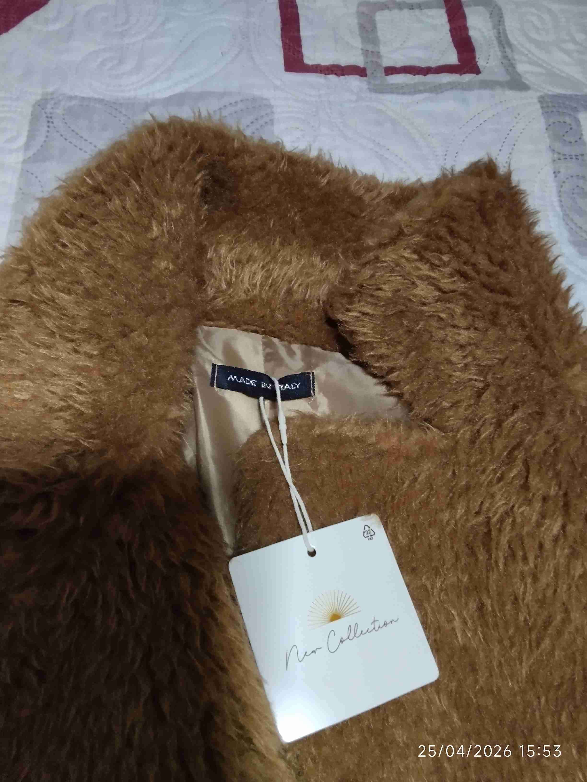 Abrigo de piel sintética beige - miniatura 5