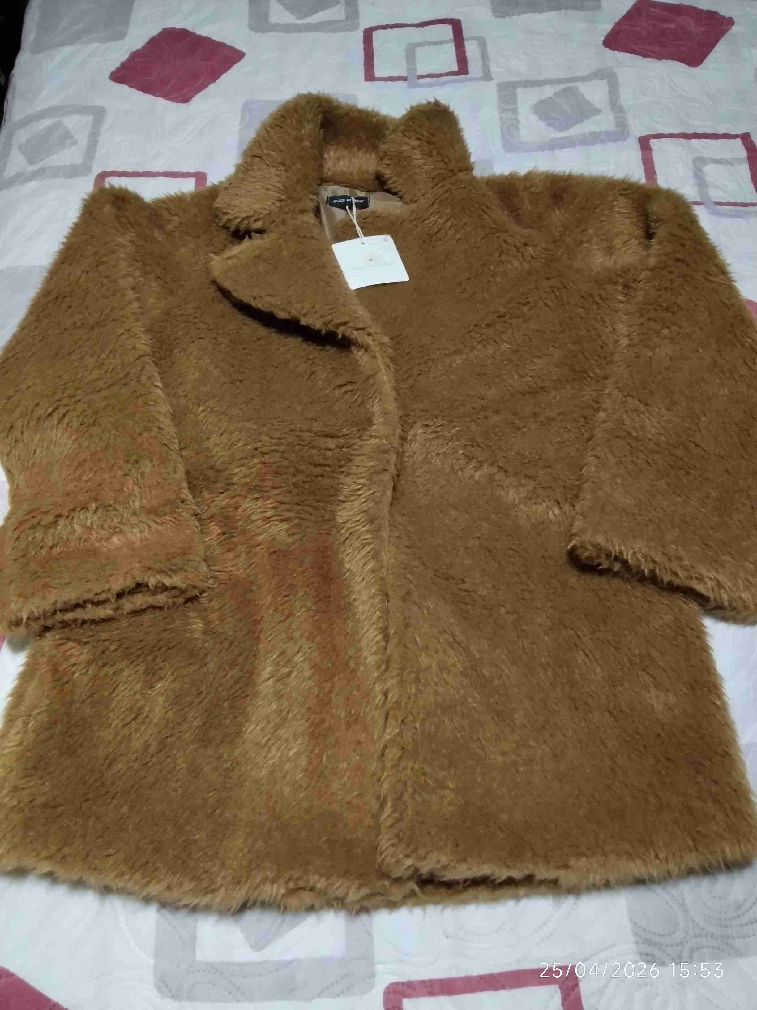 Abrigo de piel sintética beige - miniatura 6