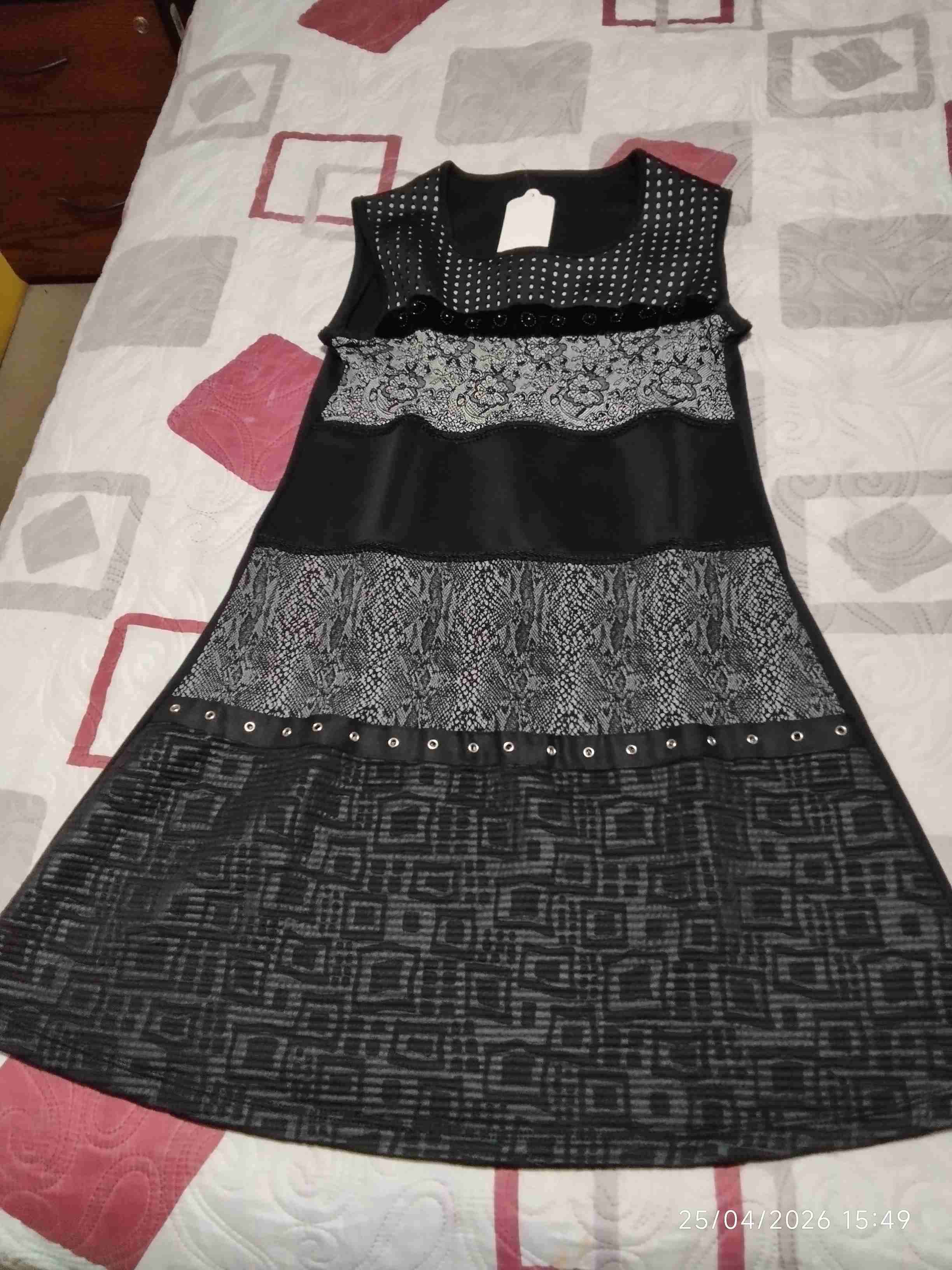 Vestido estampado negro y gris - miniatura 2