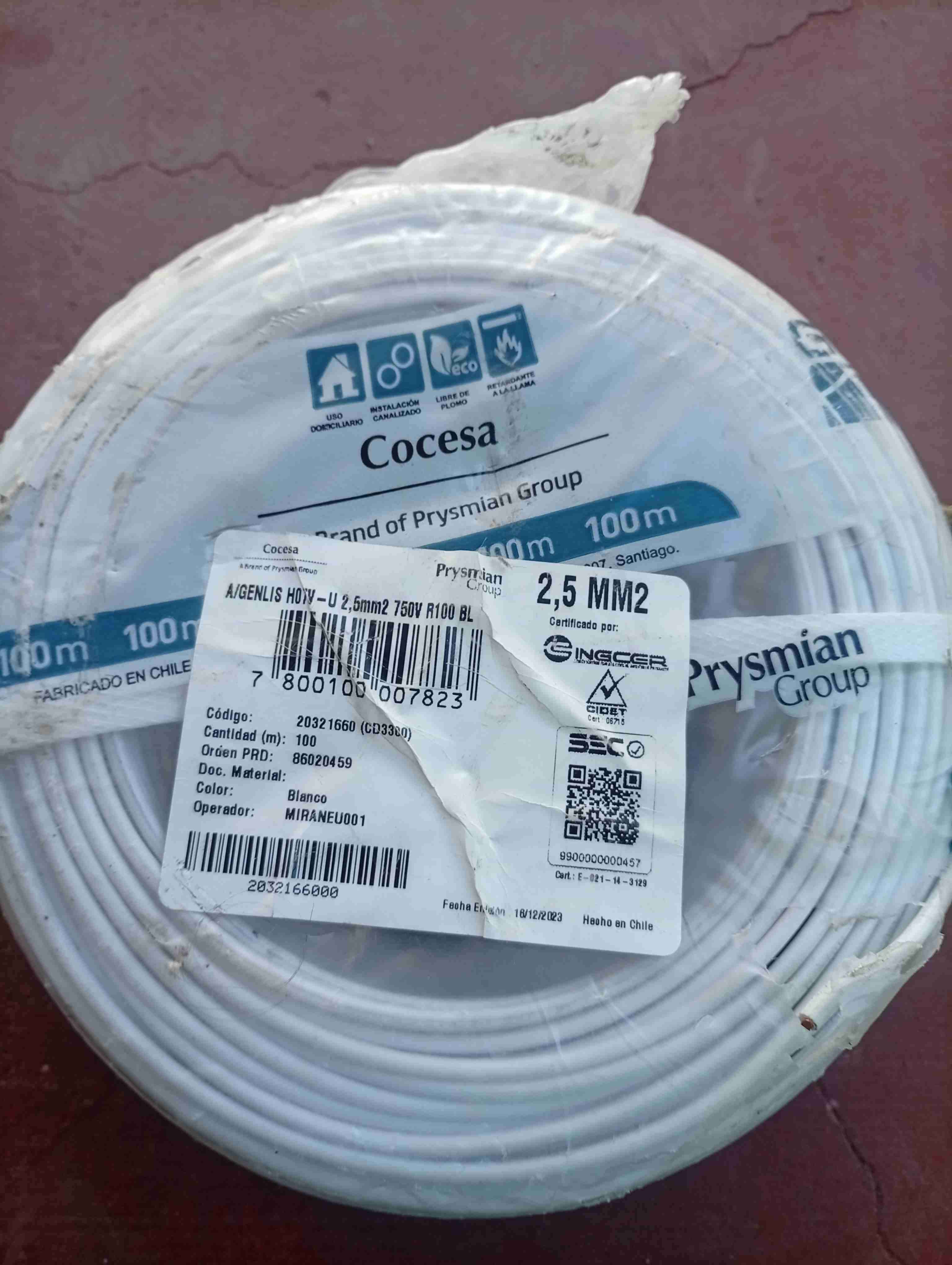 Cable eléctrico 2.5 MM2 100m