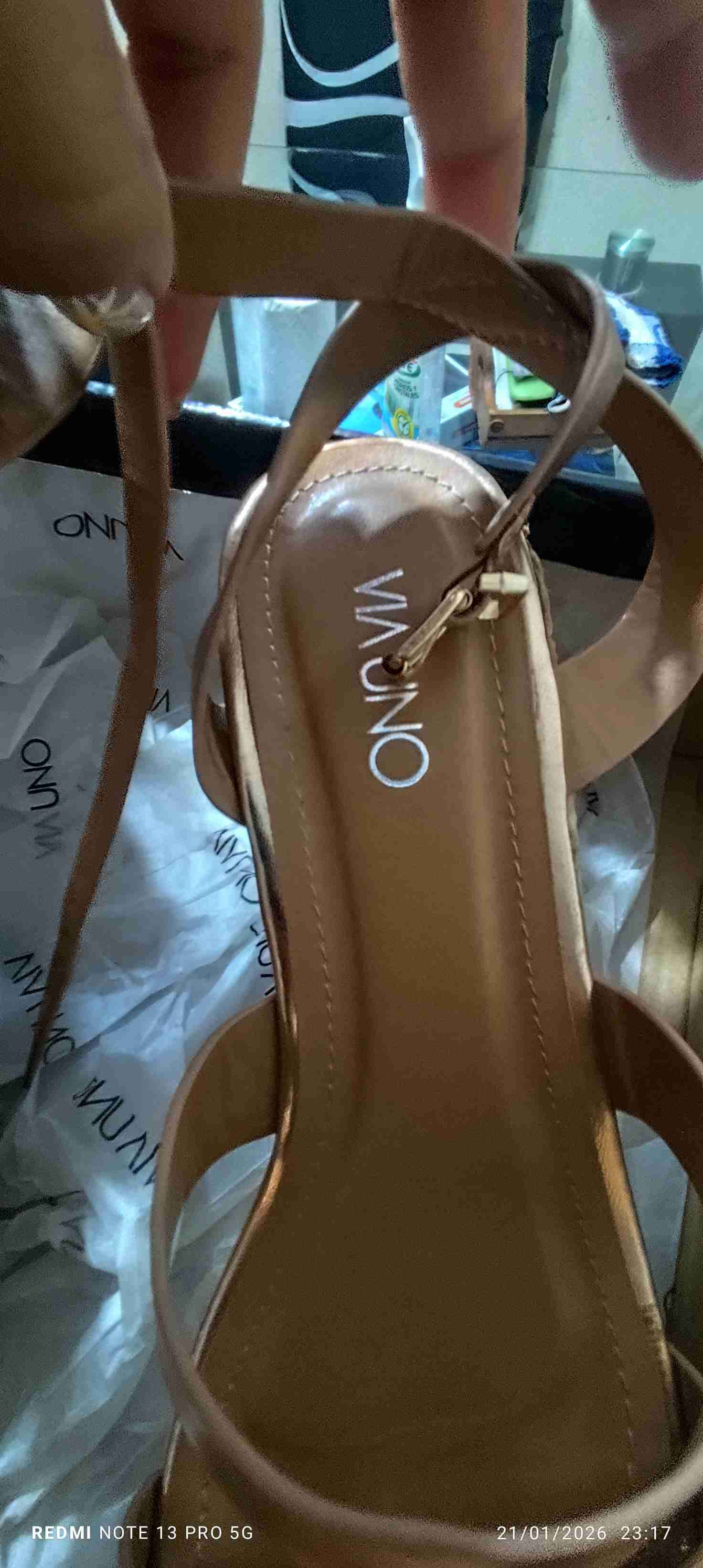 Sandalias plataforma beige brillantes - miniatura 5