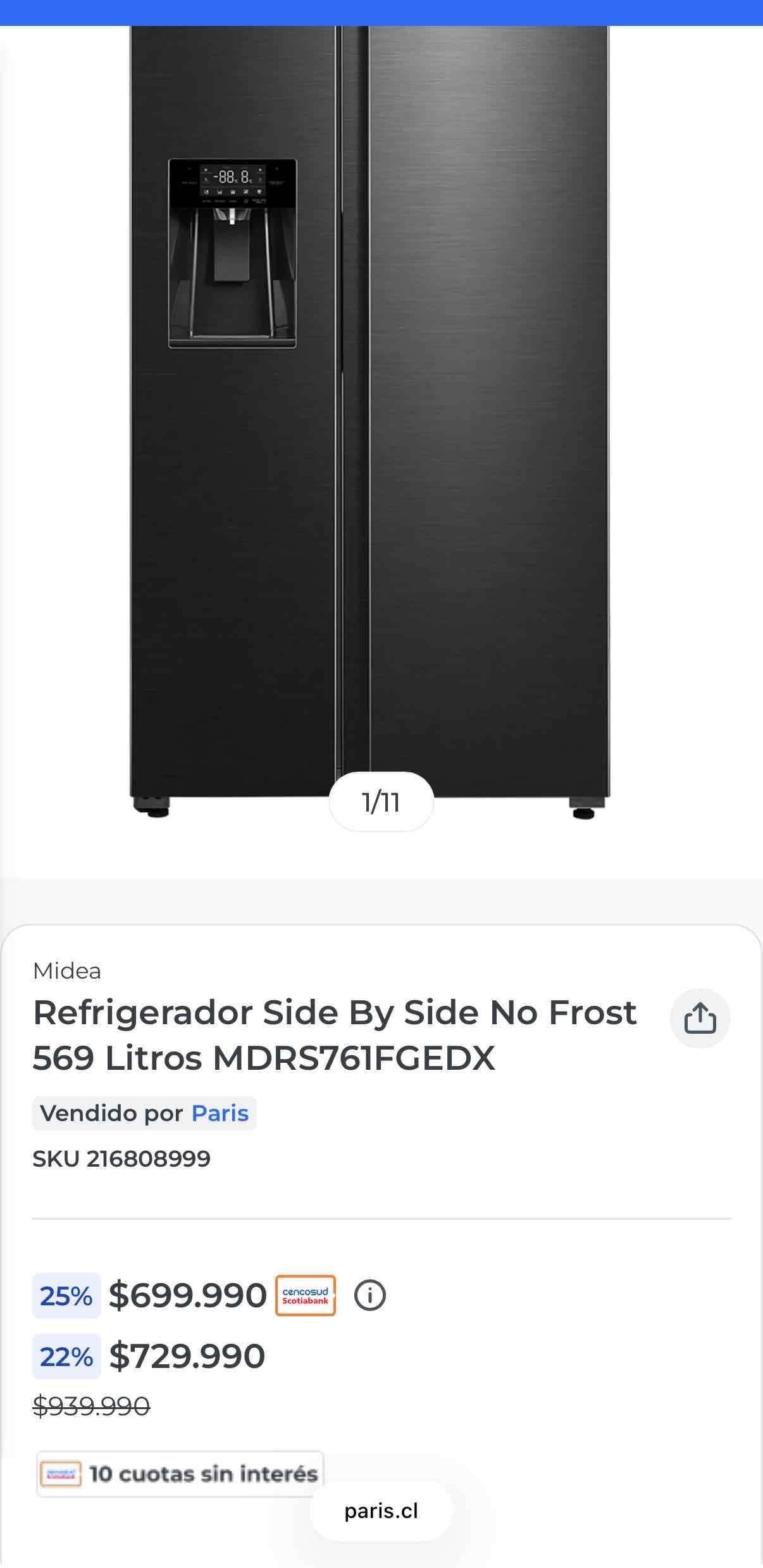 Refrigerador Side by Side Midea Modelo MDRS761FGED - miniatura 3