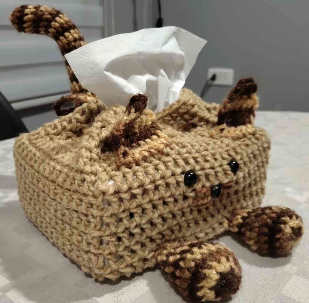 Portapañuelos tejido de gato - miniatura 2