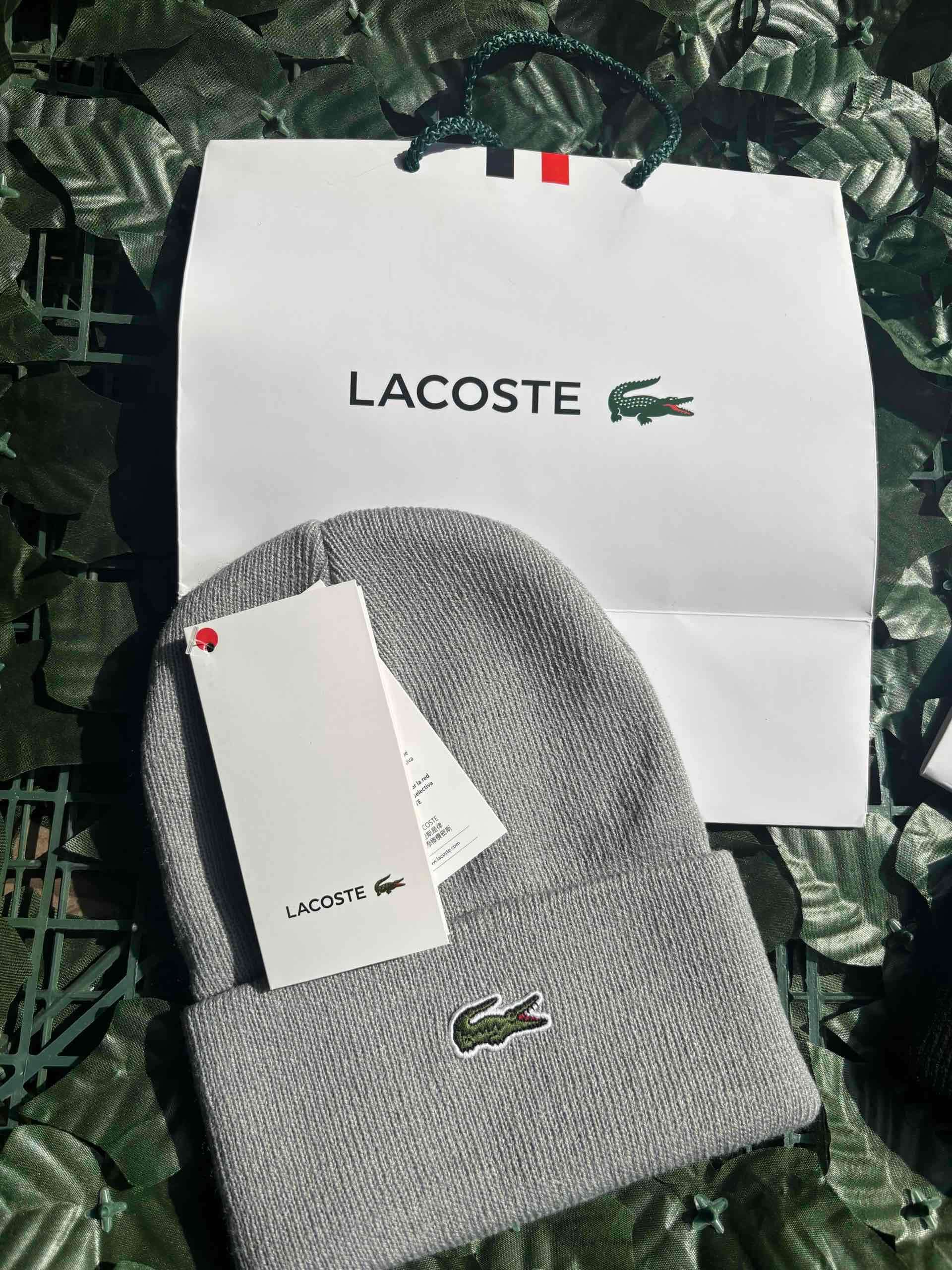 Gorro Lacoste negro y gris nuevo - miniatura 2