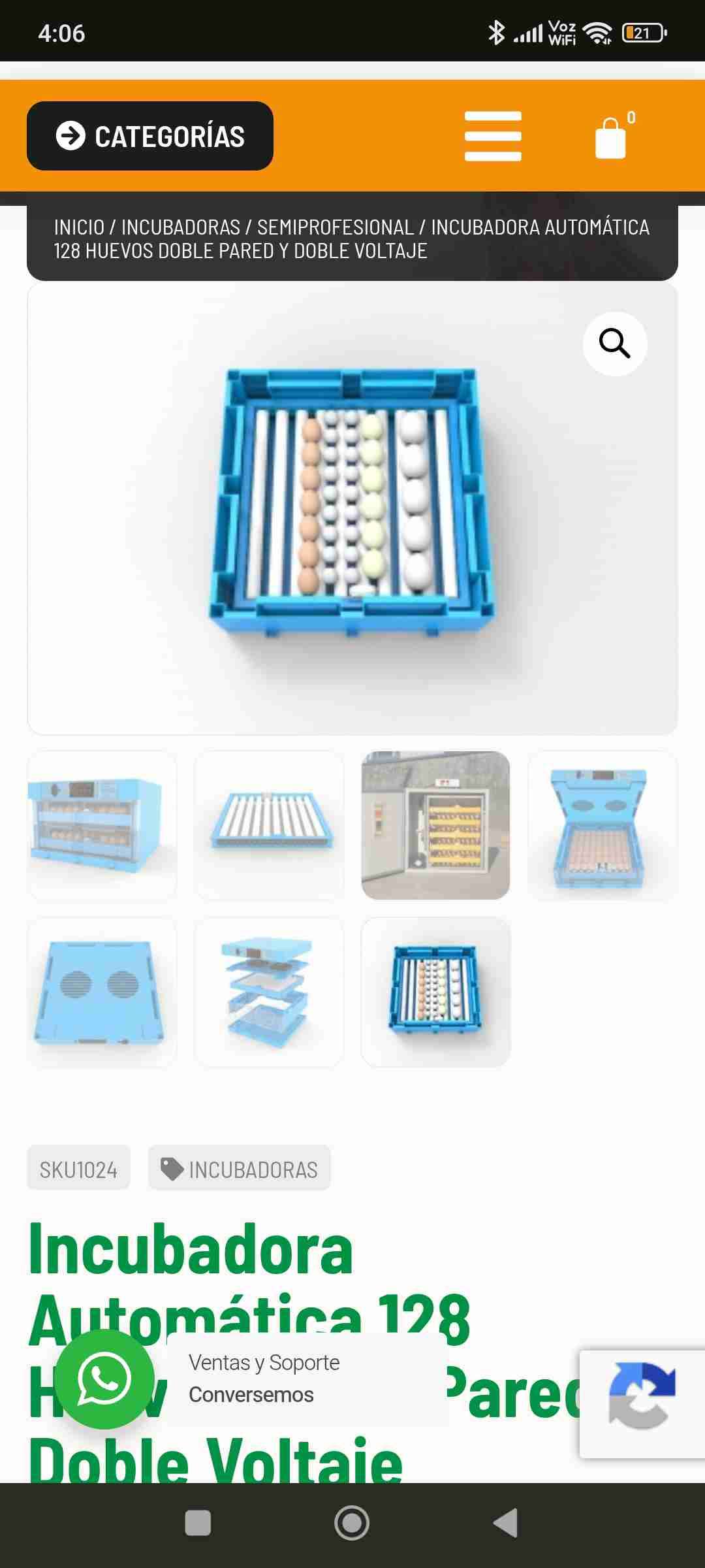 Incubadora automática 128 huevos