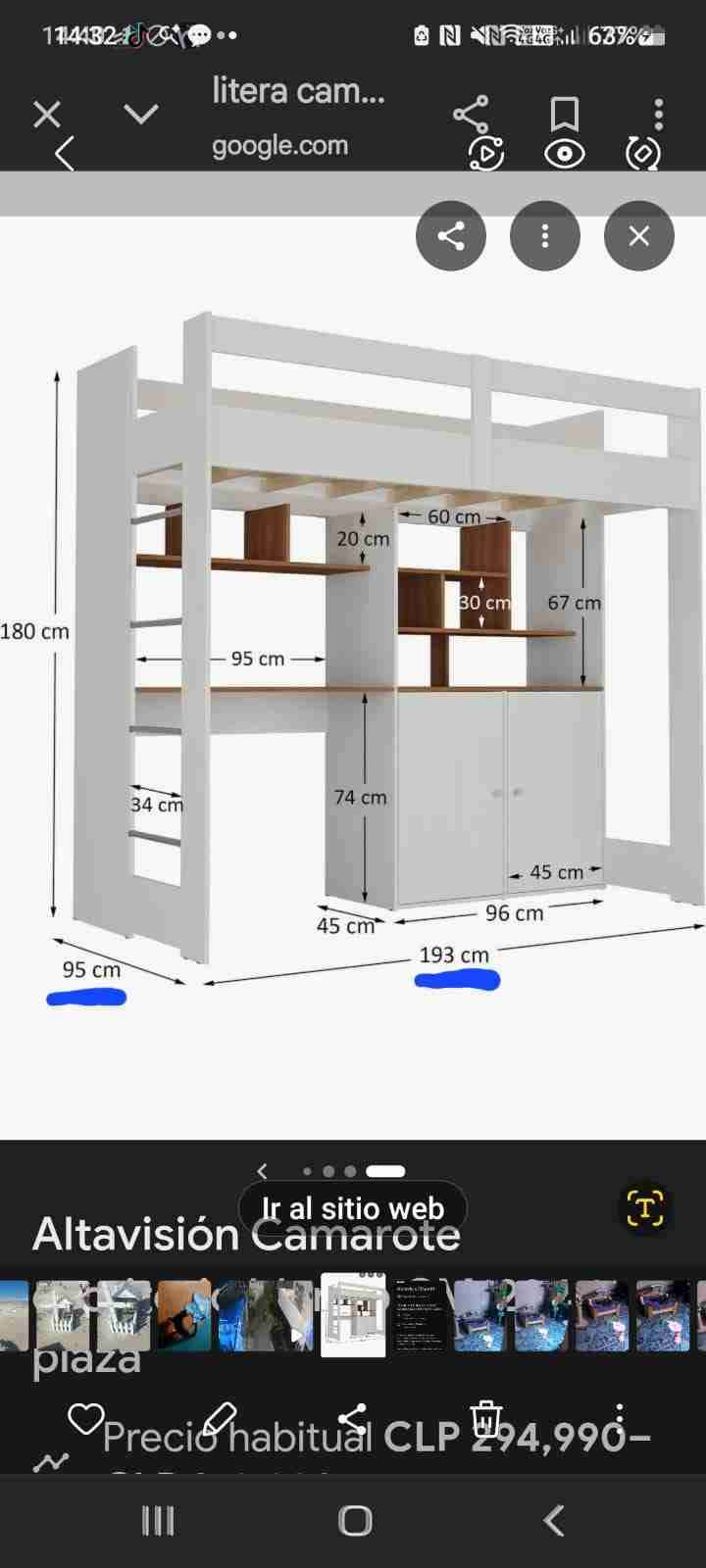 Camarote blanco con escritorio - miniatura 1