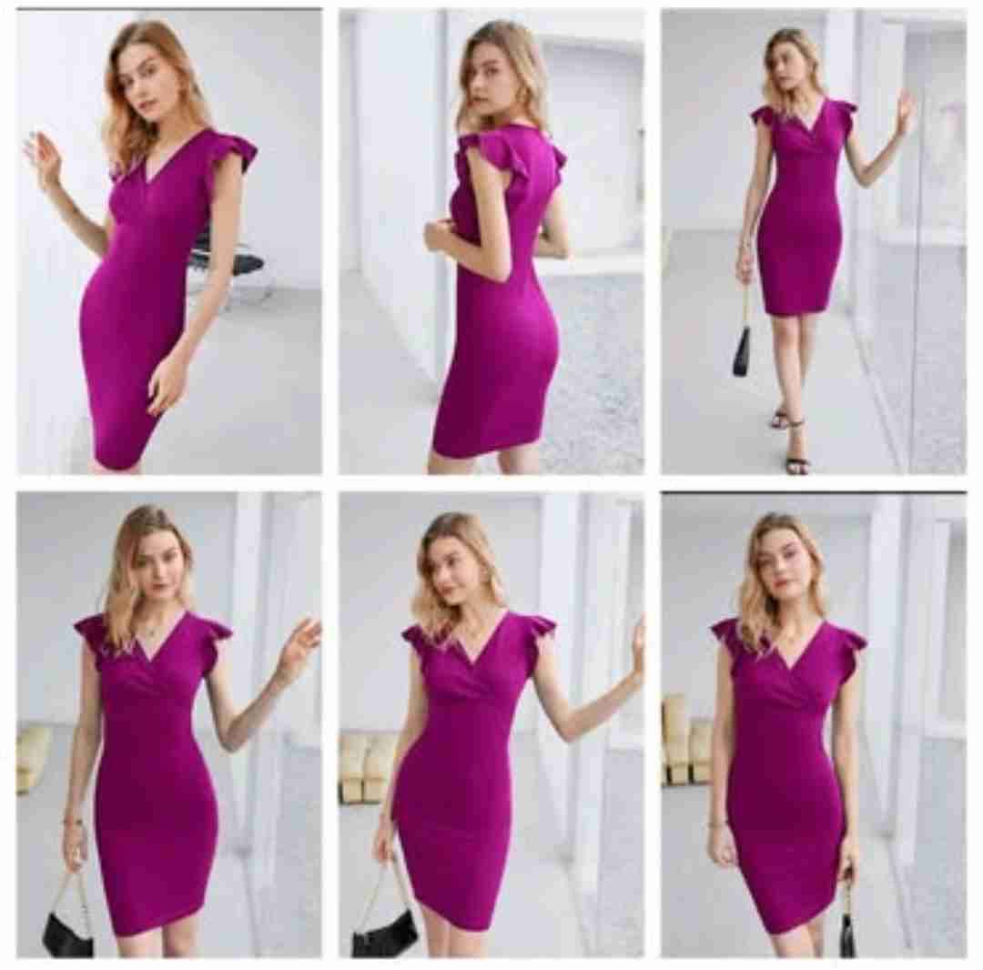 Vestido fucsia elegante. Hermoso vestido Magenta/ - miniatura 1