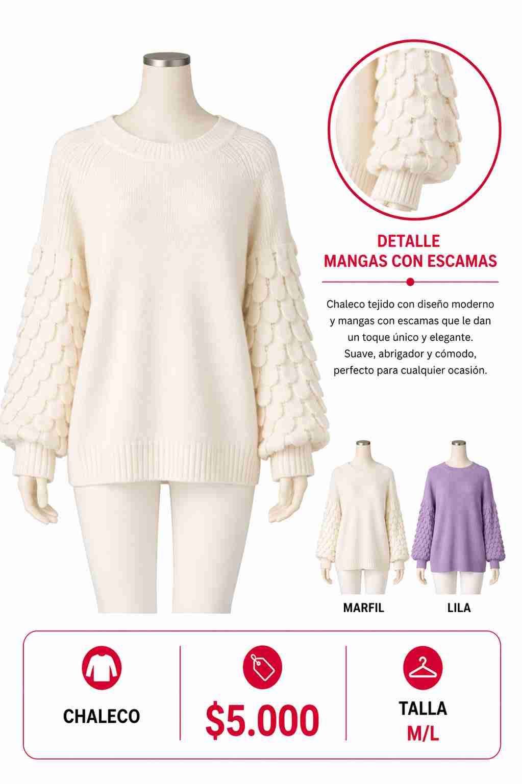 Chaleco color marfil con escamas