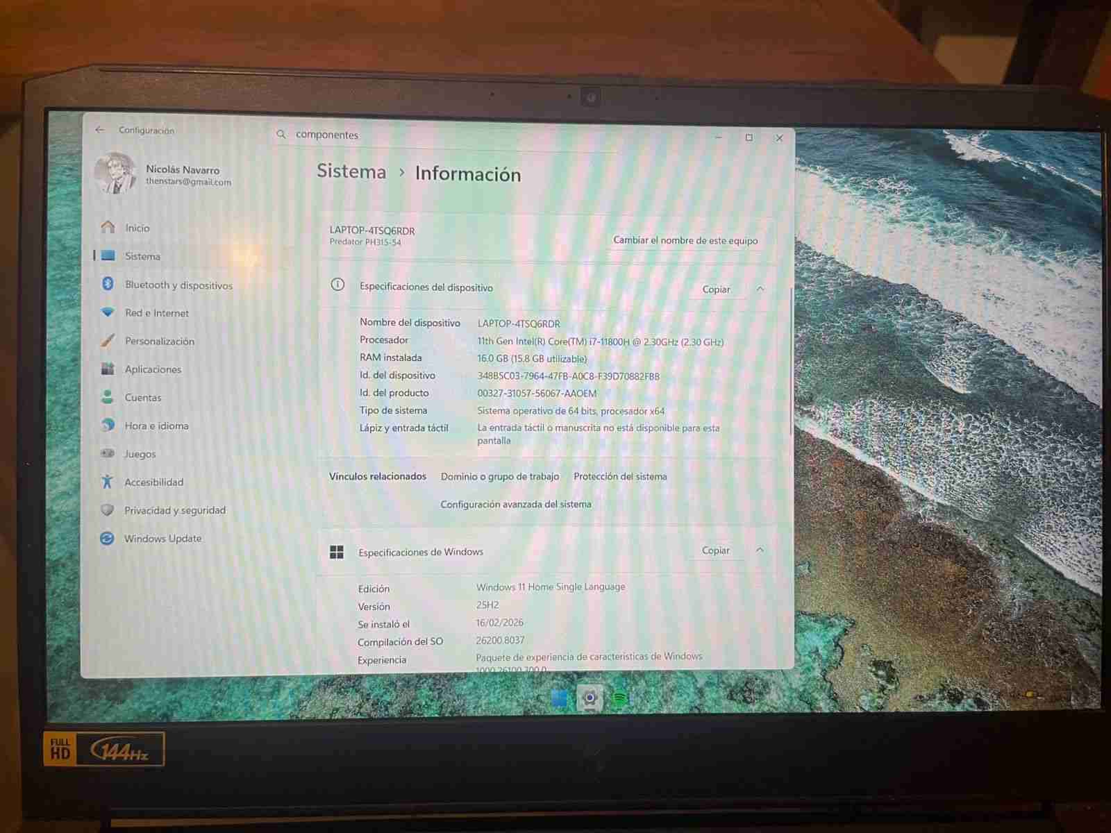 Laptop HP Predator sense helios 300 - miniatura 1