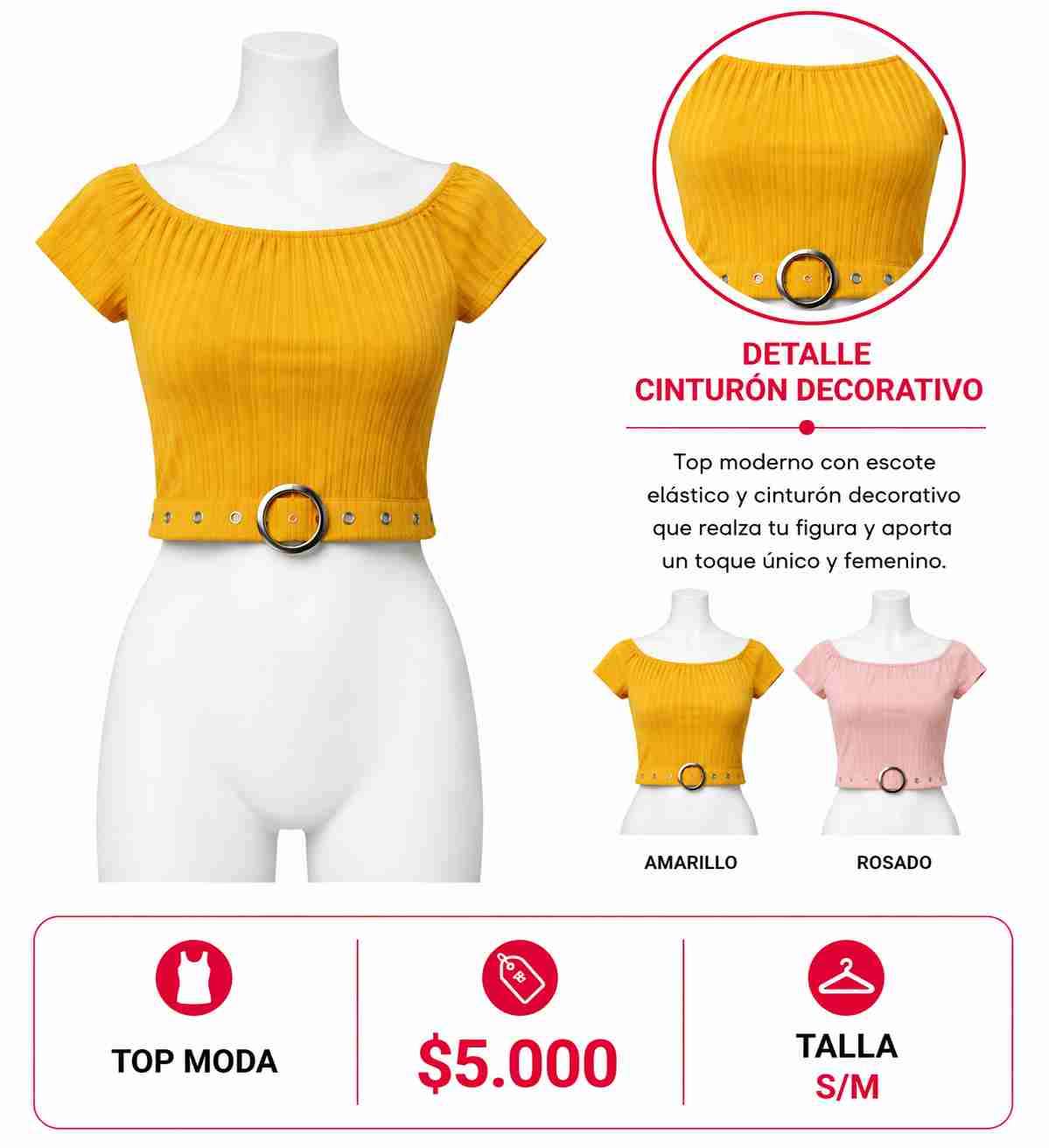 Top amarillo con cinturón decorativo