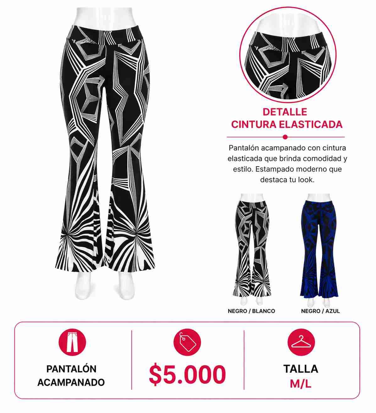 Calza acampanado blanco y negro