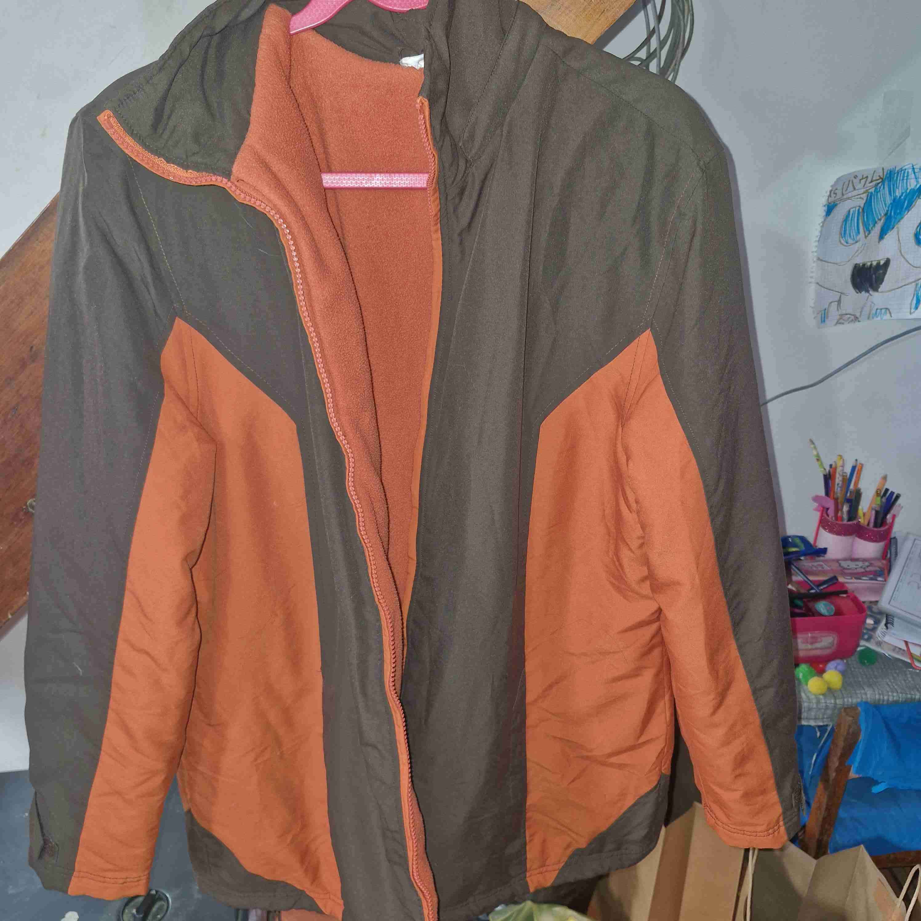 Chaqueta bicolor naranja y café - miniatura 1
