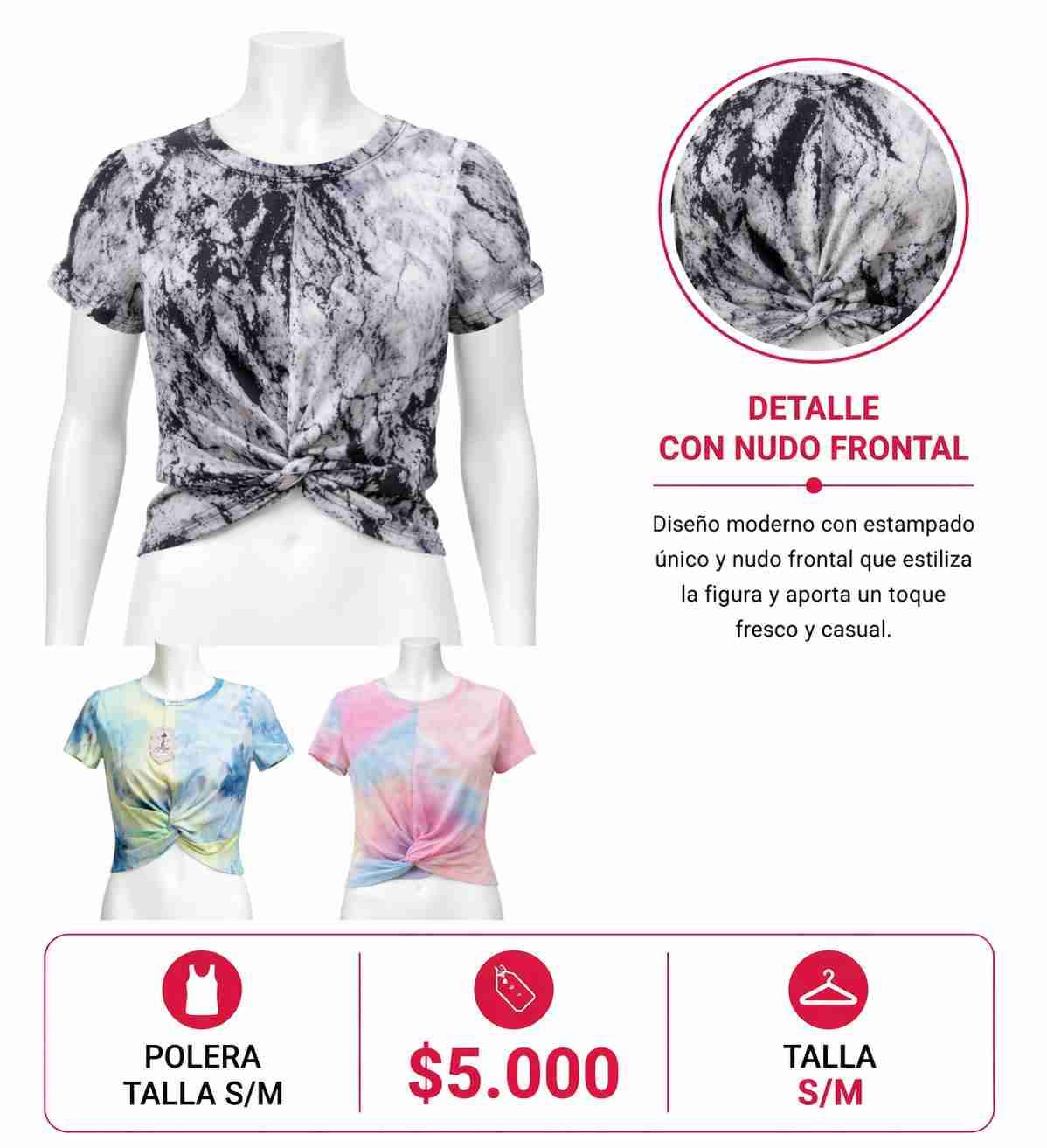 Polera estampada con nudo frontal