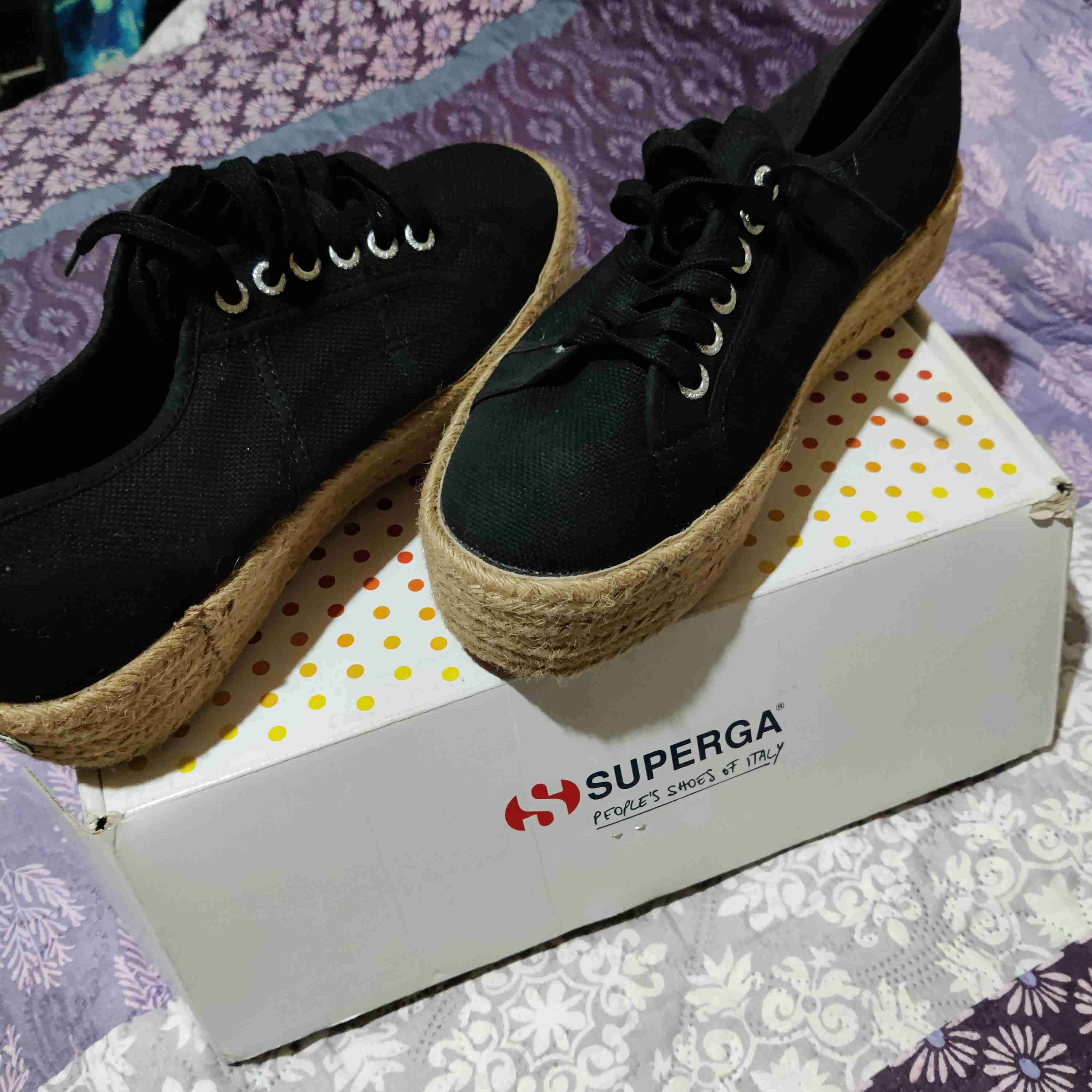 Zapatillas negras Superga de yute - miniatura 2