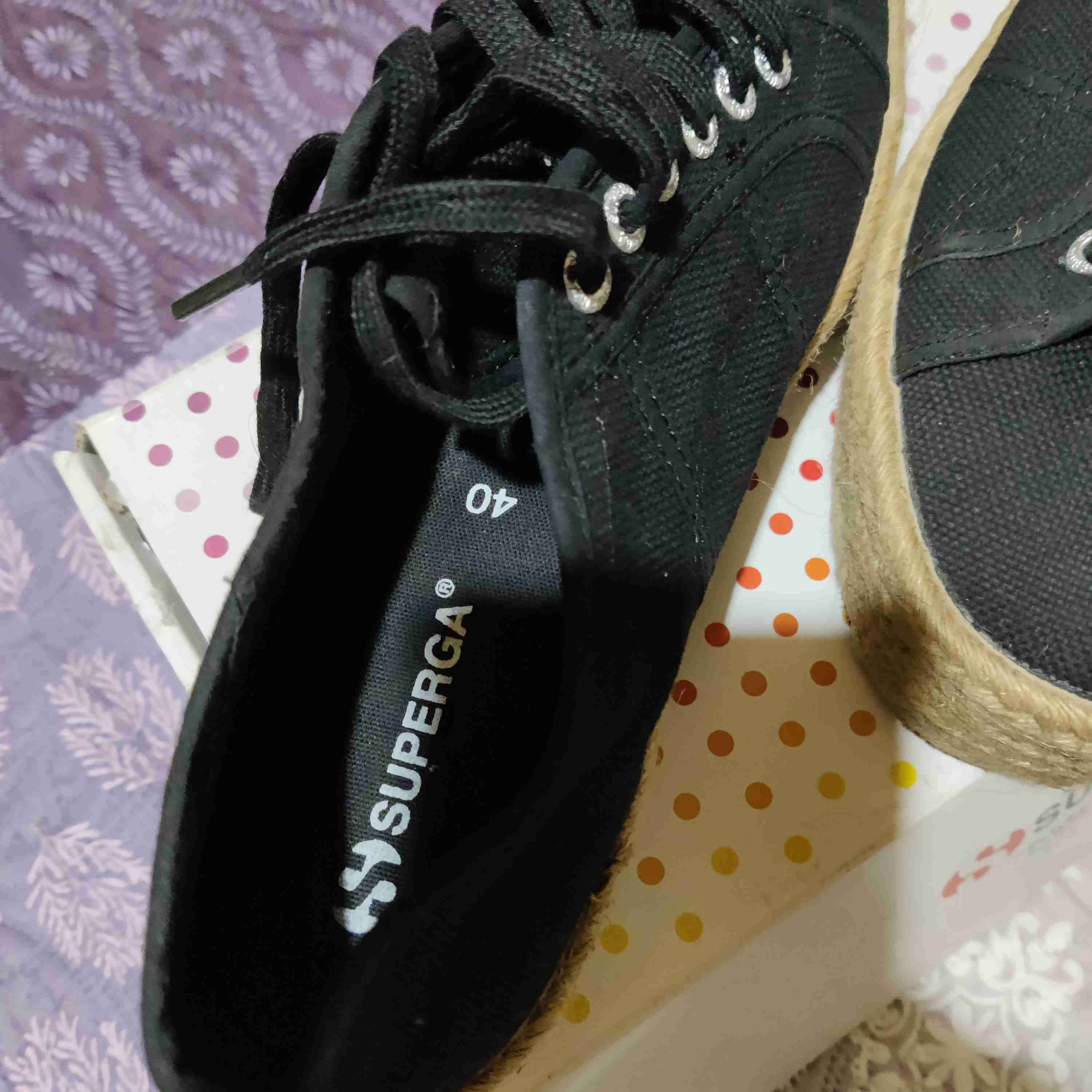 Zapatillas negras Superga de yute - miniatura 3